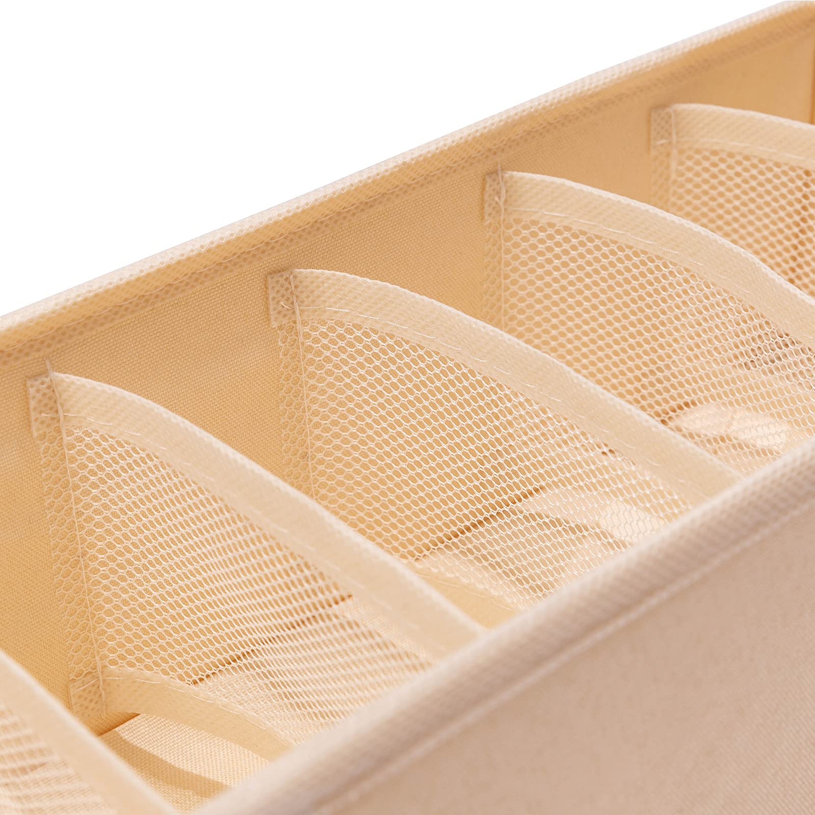 Qozary 3 Pack Collapsible Drawer Organizer Dividers - Closet Storage Boxes for Socks, Underwear, Lingerie, Ties & Belts | Baby Clothes & Bedroom Organization | Space-Saving Cabinet Solution for Dresser & Wardrobe