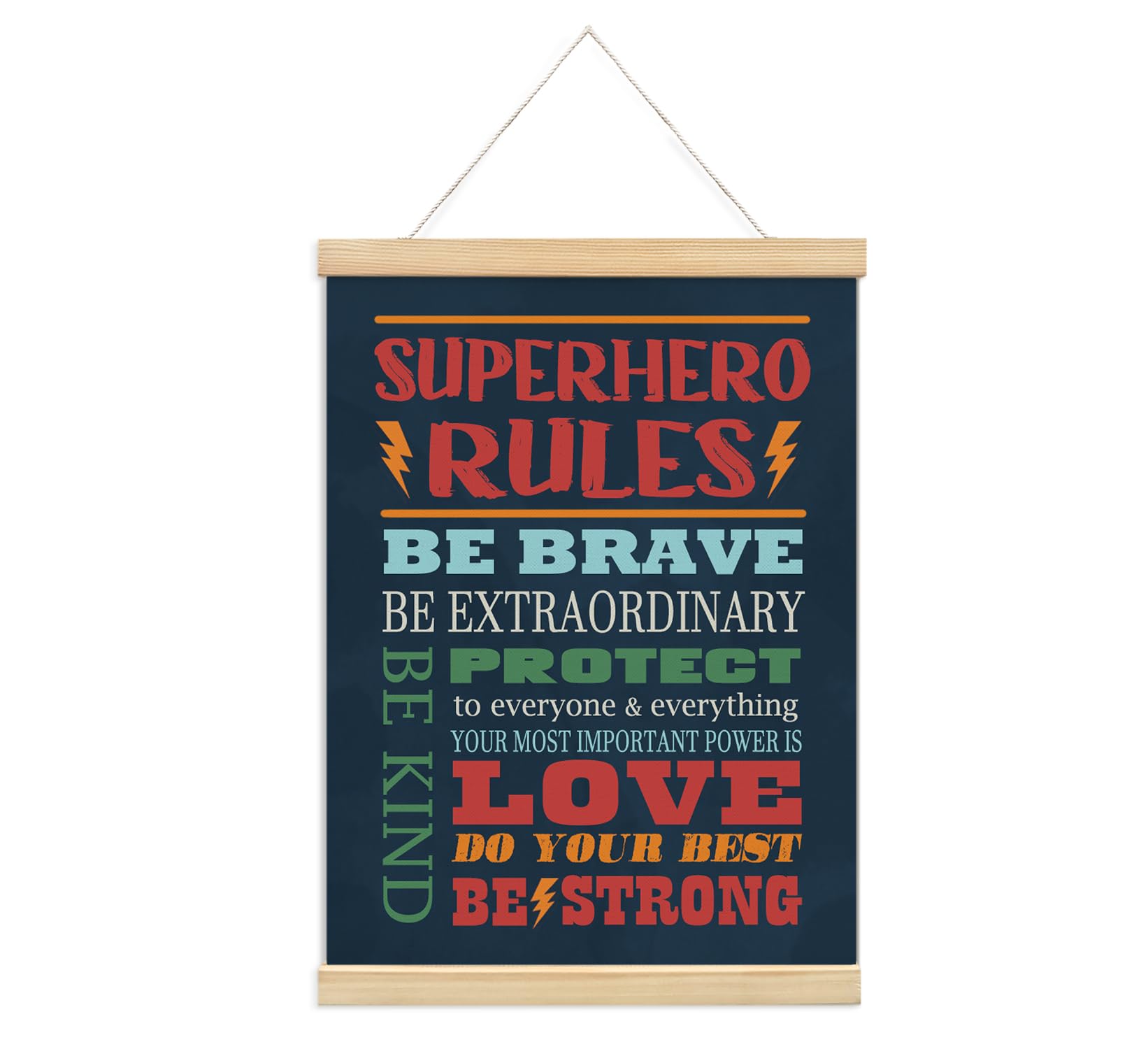 Foedor Inspirational Superhero Rules Wall Art Poster - 12x16 Inch Motivational Quote Decor for Kids Room, Nursery, Boy Bedroom & Playroom - Perfect Superhero Themed Room Decor for Children's Bedrooms & Play Areas