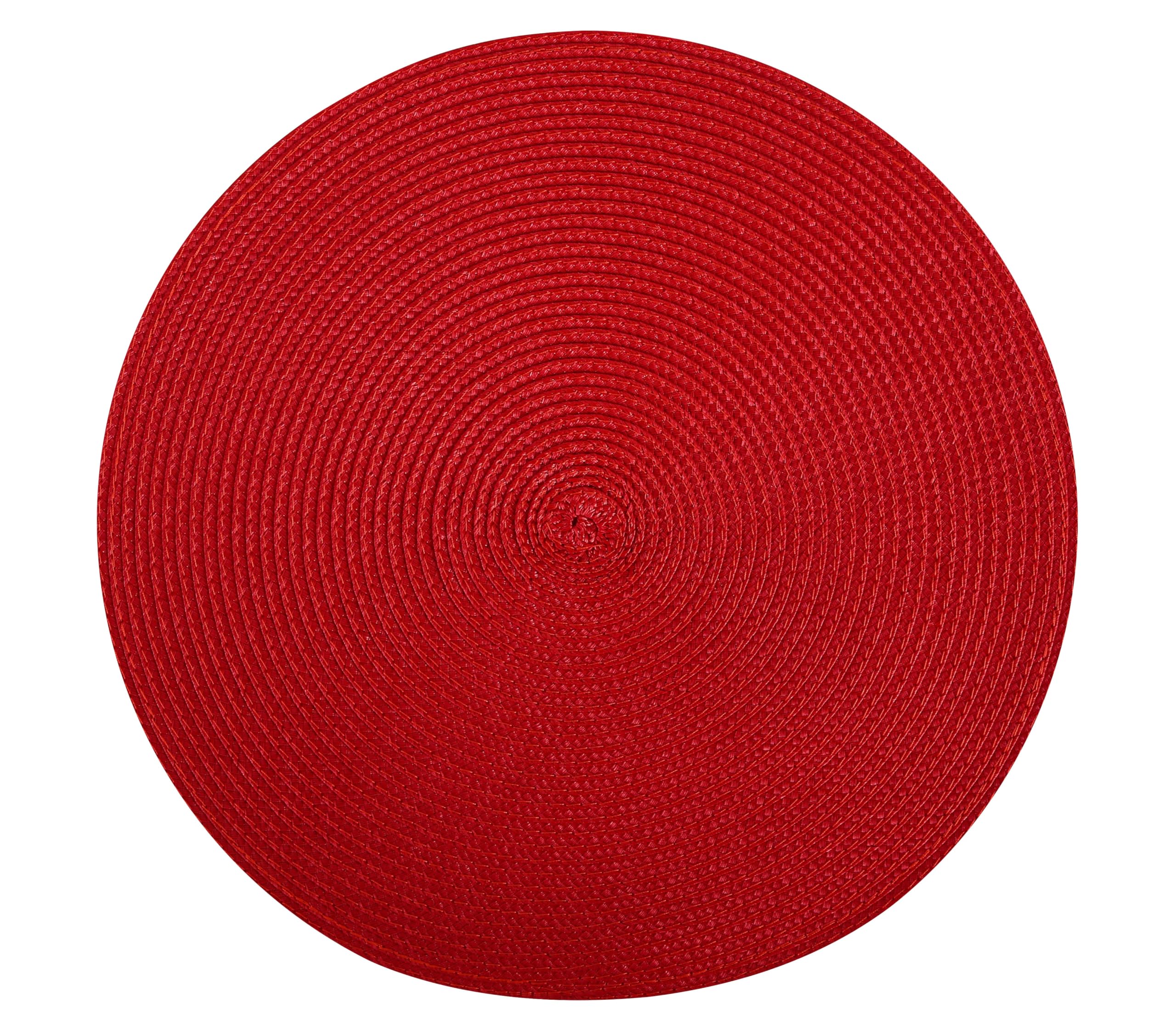 6-Pack Round Woven Placemats for Dining Table - 15 Inch Red Decorative Placemats for Fall & Christmas Decor - Perfect for Holiday Dinners, Thanksgiving, and Seasonal Table Settings