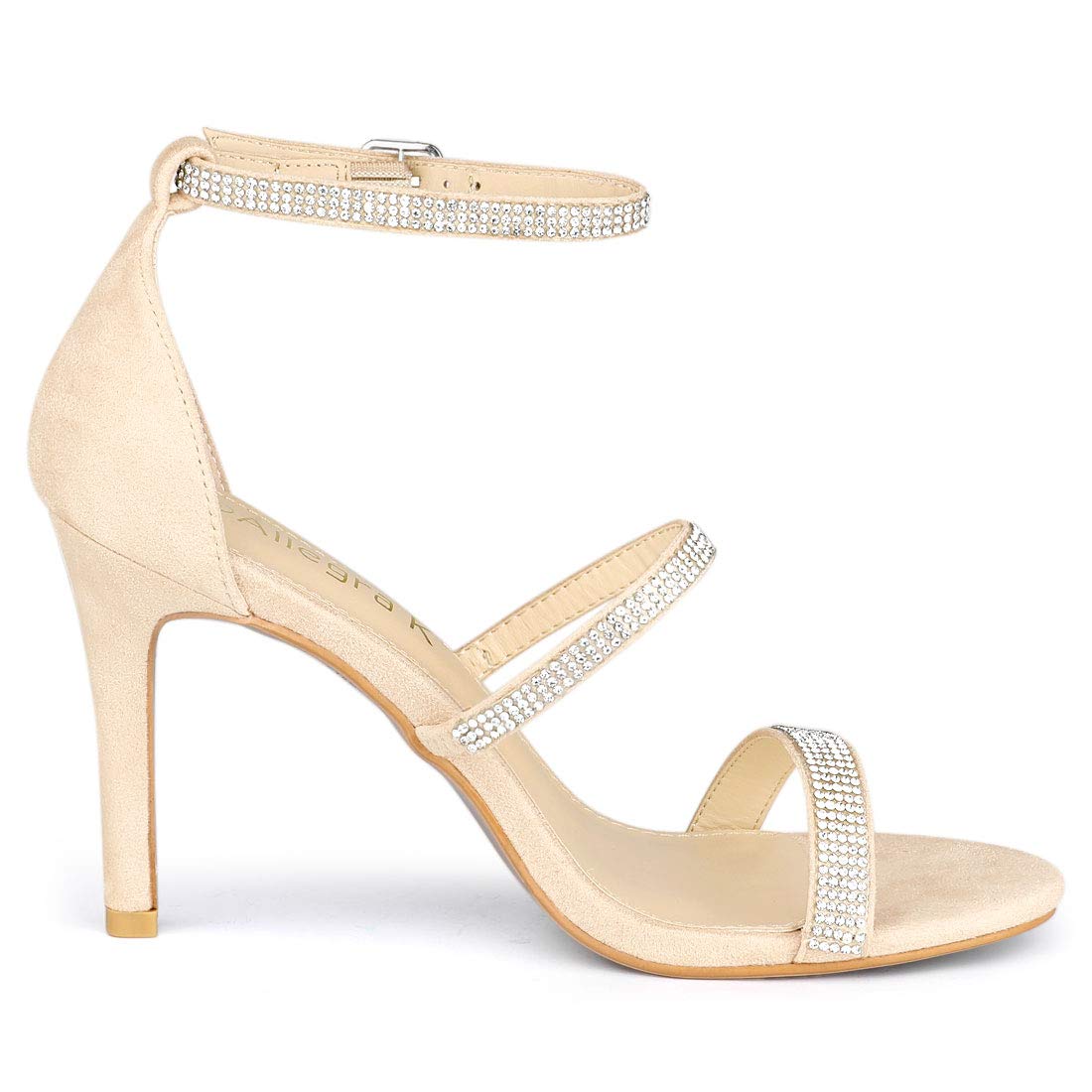 Allegra K Women's Rhinestone Ankle Strap Stiletto High Heel Sandals - Sexy Party Shoes for Weddings, Prom & Evening Events