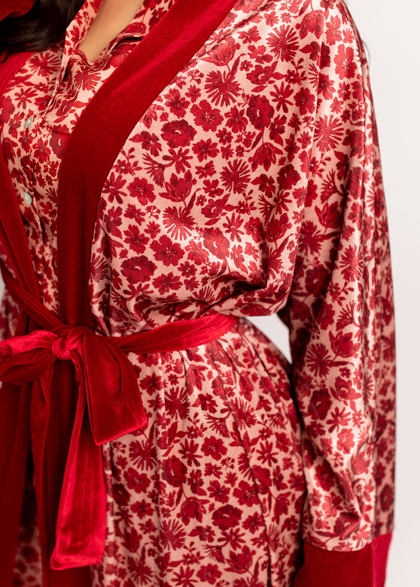 Lyana Women's Red Floral Pajama Set - Soft & Comfortable Sleepwear for Lounge & Nighttime Relaxation