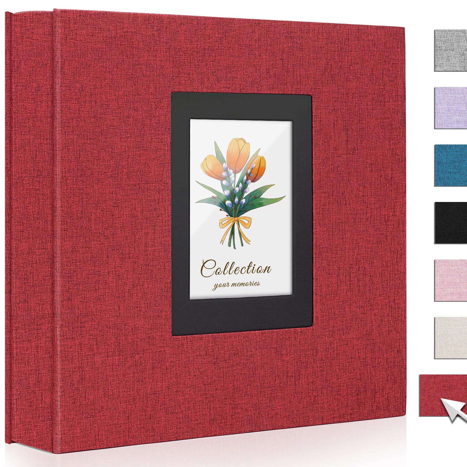 600-Pocket 4x6 Photo Album - Large Capacity Linen Fabric Cover for Wedding, School, Family, Anniversary, Baby Memory & Travel Photos | Perfect for Scrapbooking, Home Decor & Gift Giving (Red)