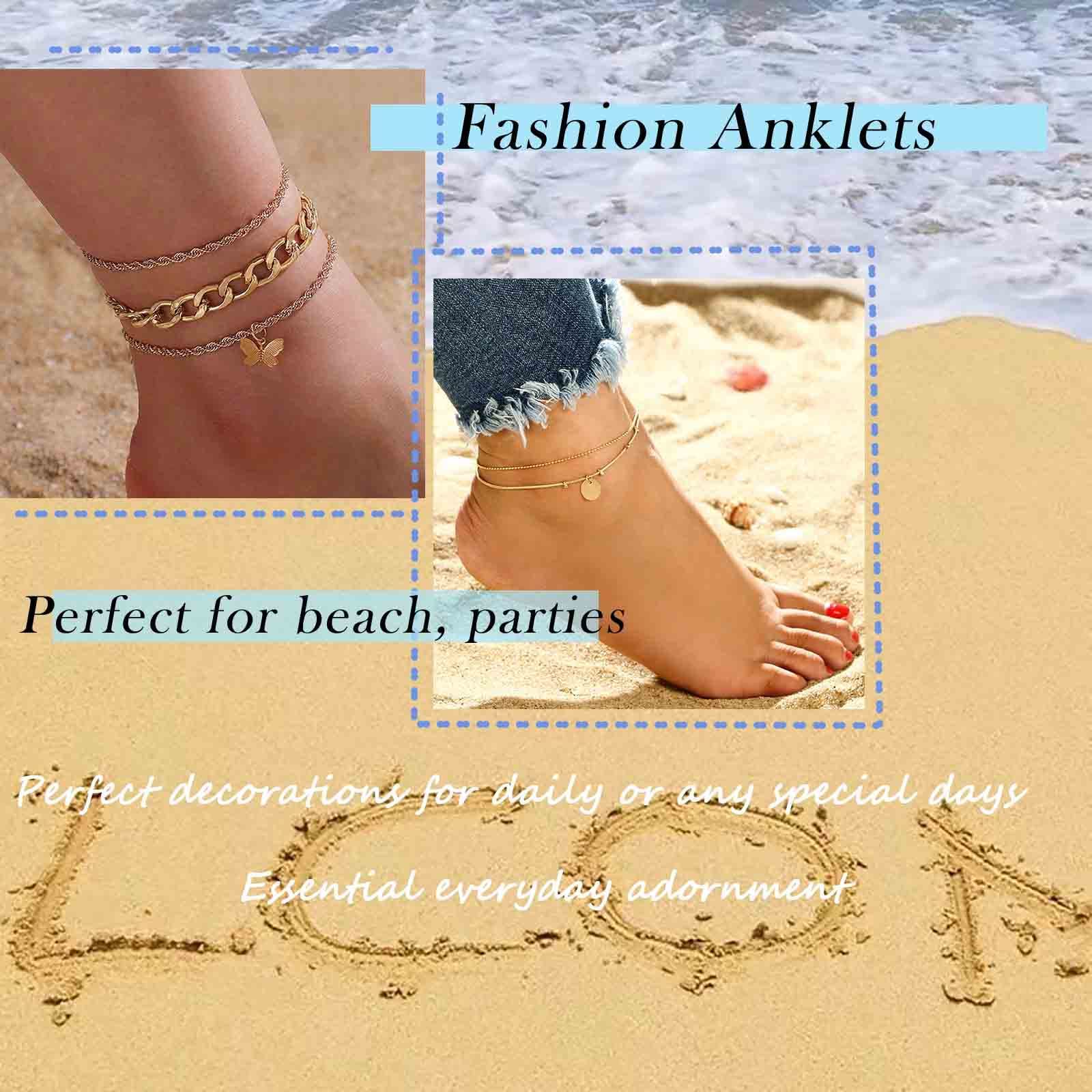 Bohemian Layered Pearl Anklet - Adjustable Gold Scallop Dangle Ankle Bracelet with Oval Pearls & Cowrie Shells | Summer Beach Jewelry for Women | Perfect for Vacations, Weddings & Boho Fashion