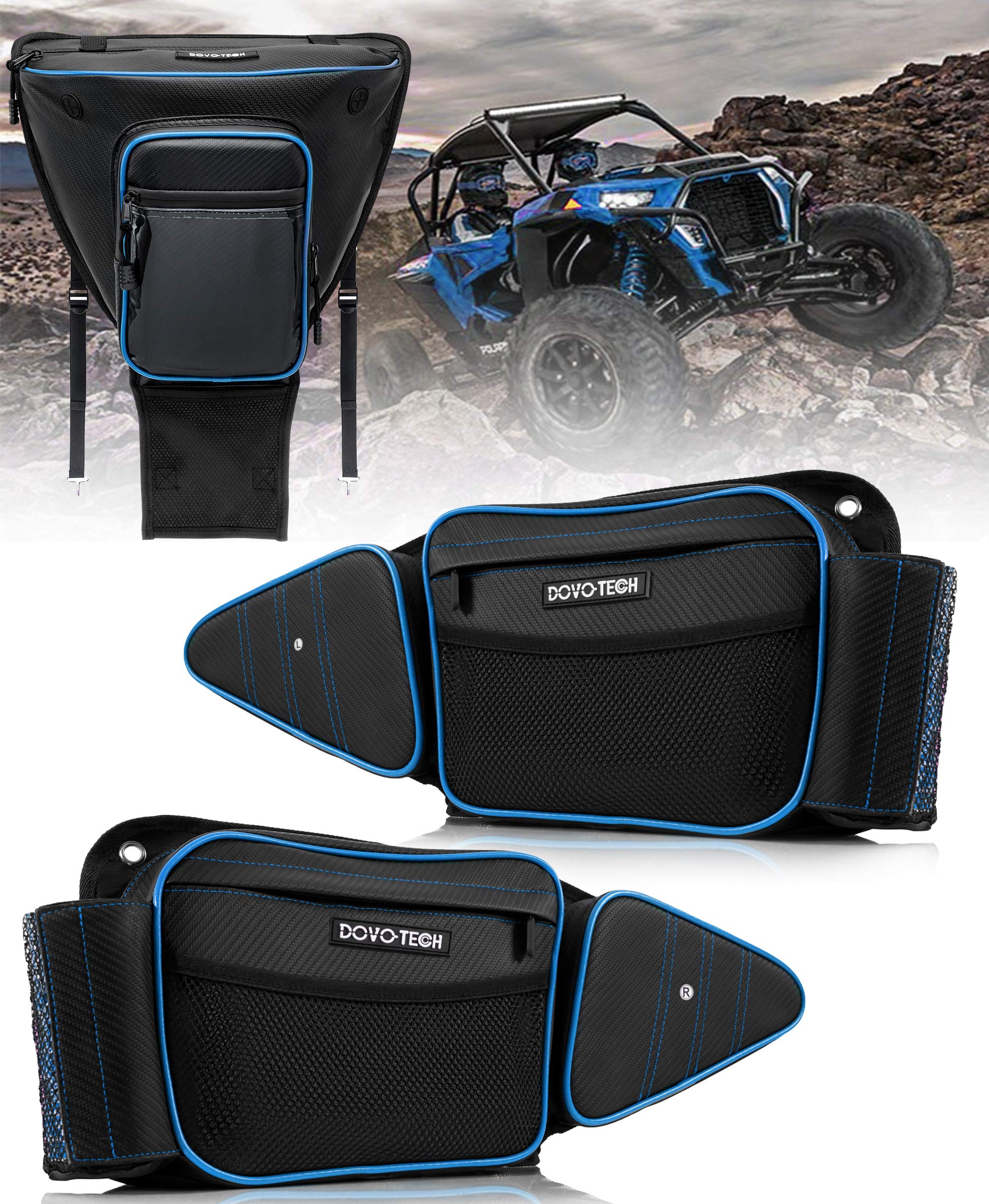 Polaris RZR XP 1000 Turbo S900 Storage Bags 3-Piece Set - Waterproof Door & Center Seat Organizer with Knee Pad Protection (2014-2023 Models, 60