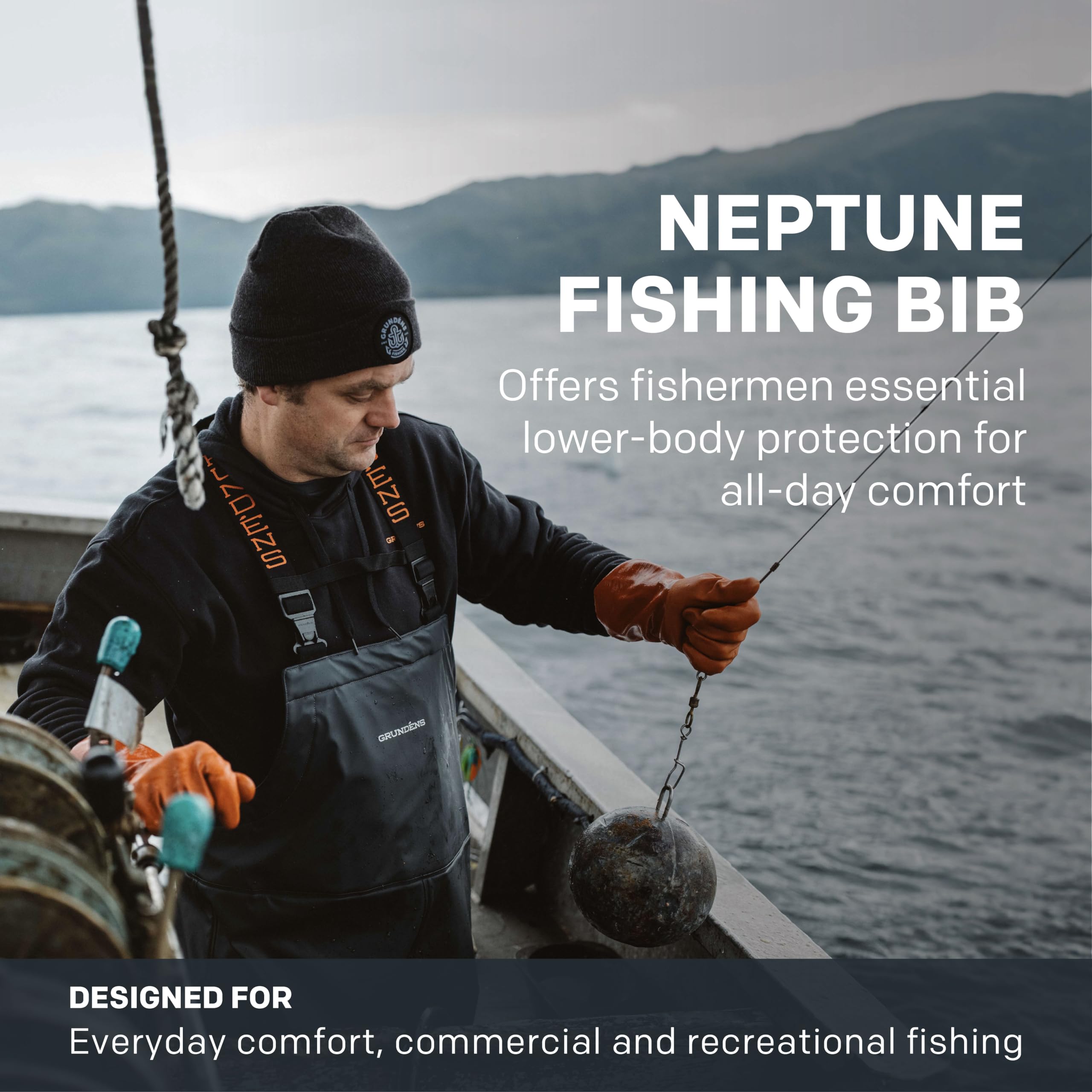 Grundens Men’s Neptune Commercial Fishing Bib Pants - Waterproof Workwear with Adjustable Straps for Fishing, Boating & Outdoor Activities
