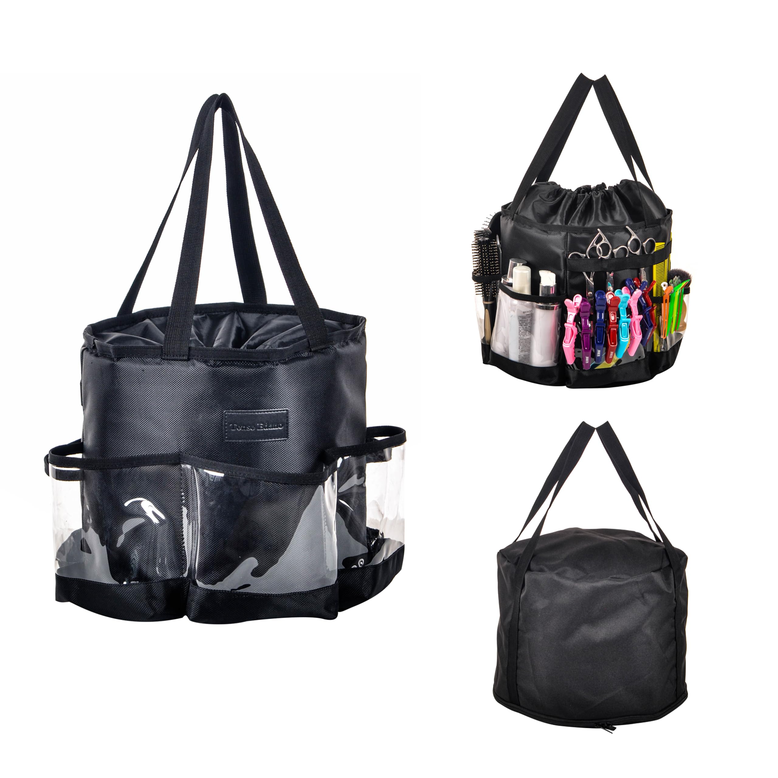 Professional 2-Piece Circular Hairdressing Bag Set - Large Capacity Heat-Resistant Barber Travel Organizer for Hairstylists & Cosmetologists | Waterproof Makeup & Tool Storage Bag for Salon, Travel, and Shower Essentials