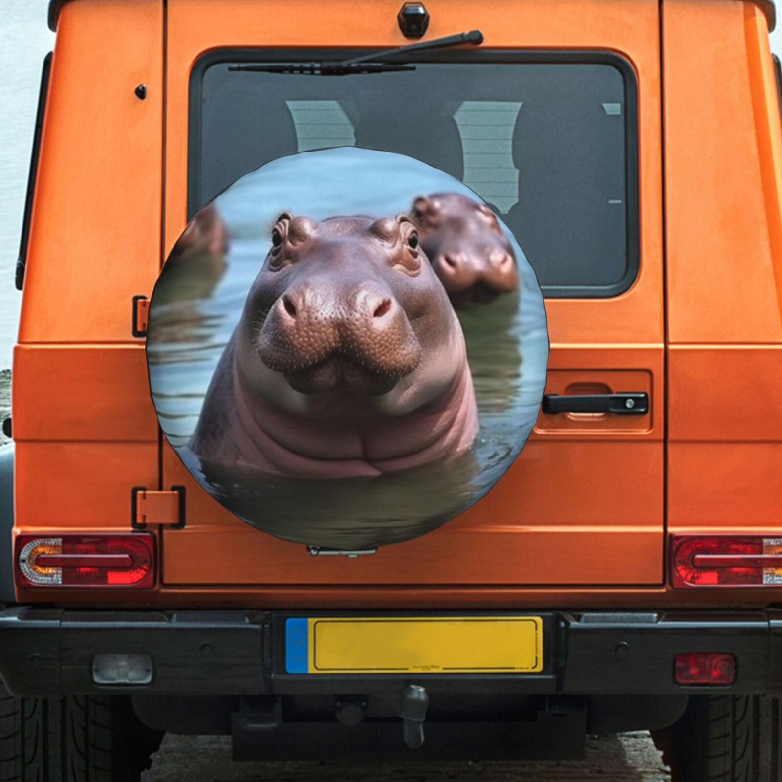 Universal 15 Inch Spare Tire Cover - Weatherproof, Dust-Proof Wheel Protector for RV, SUV, Truck & Travel Trailer | Cute Hippo Design | Perfect for Camping, Road Trips & Outdoor Adventures