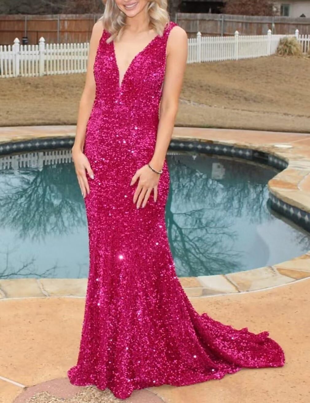 Elegant Women's Sequined Formal Long Mermaid Evening Gown - Sparkly Prom, Graduation & Party Dress for Special Occasions
