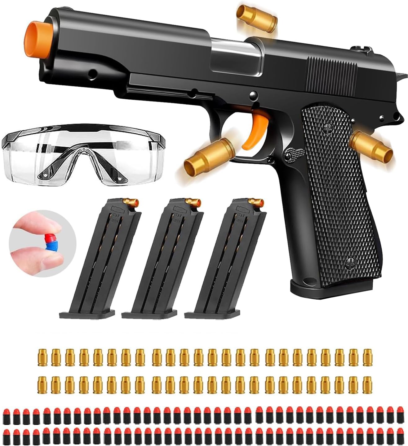 Shell Ejecting Toy Gun with Soft Bullets - Realistic Model Pistol Shooting Game for Kids | Educational STEM Toy Gift for Boys & Girls | Outdoor Play, Birthday Presents, Role-Playing Games