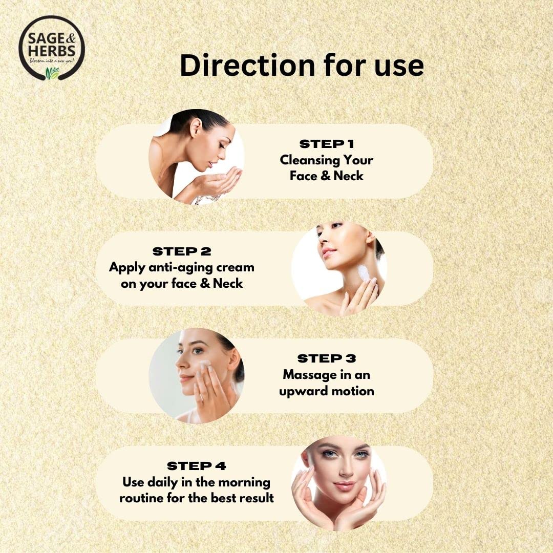 Organic Sage & Herbs Anti-Aging Night Cream - 50g, Paraben-Free, No Mineral Oil | Deep Hydration & Wrinkle Reduction for Radiant Skin | Perfect for Nighttime Skincare Routine