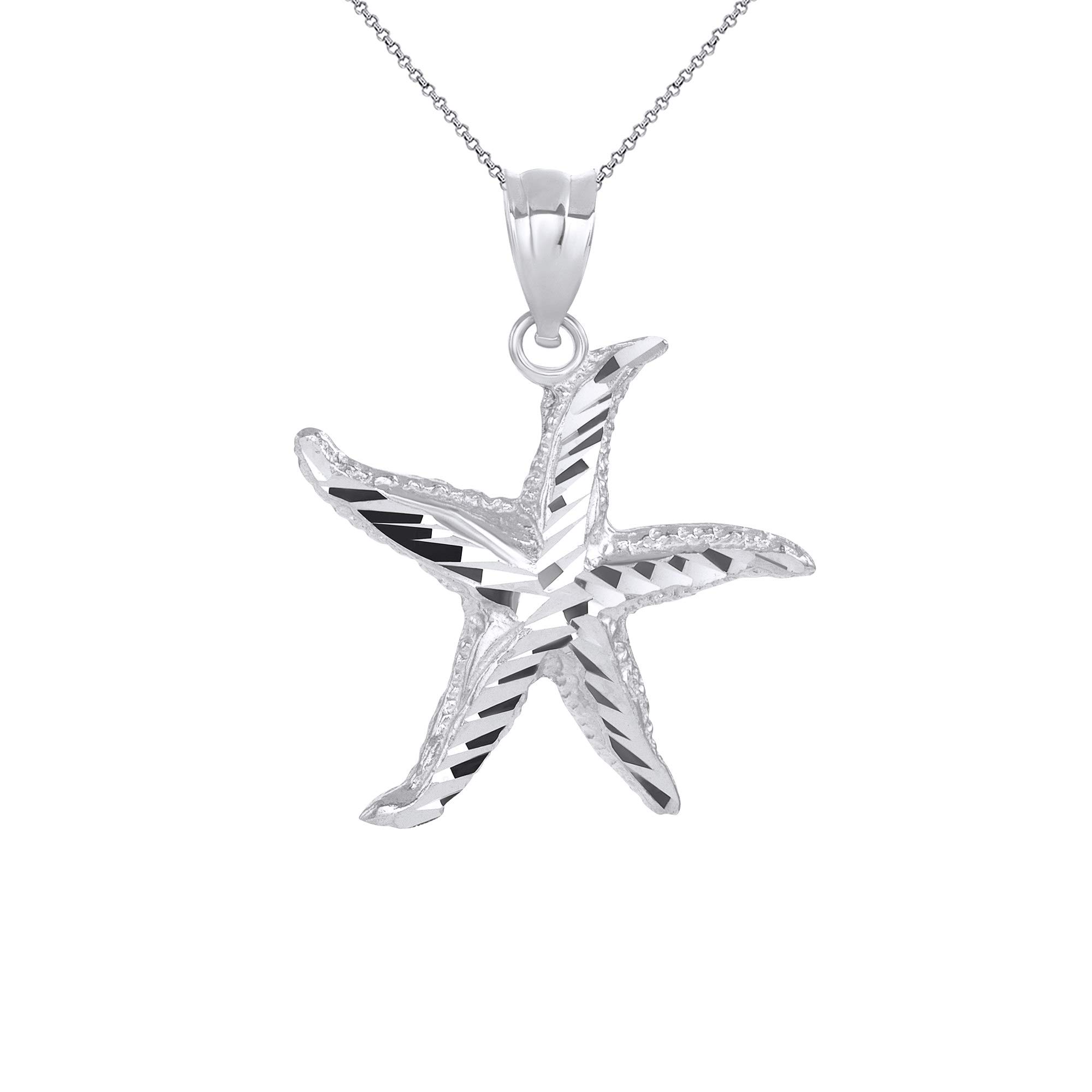 Elegant Sterling Silver Sparkling Starfish Pendant Necklace - Perfect for Beach Vacations, Summer Outfits & Gift Giving