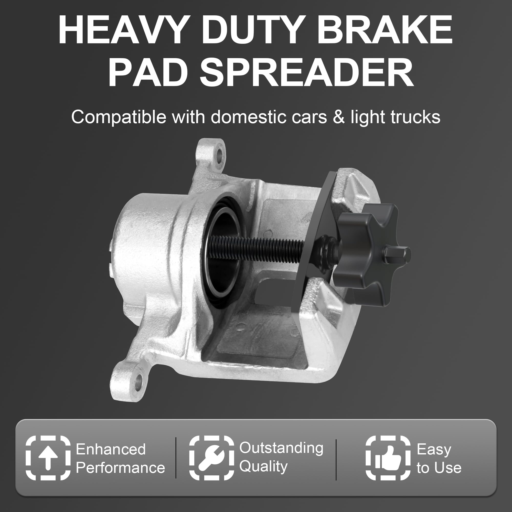 Heavy Duty Brake Pad Spreader - Universal Disc Brake Caliper Compression Tool with Swivel Joint | Solid Steel Brake Piston Compressor for Cars & Light Trucks | Perfect for DIY Auto Repair & Maintenance