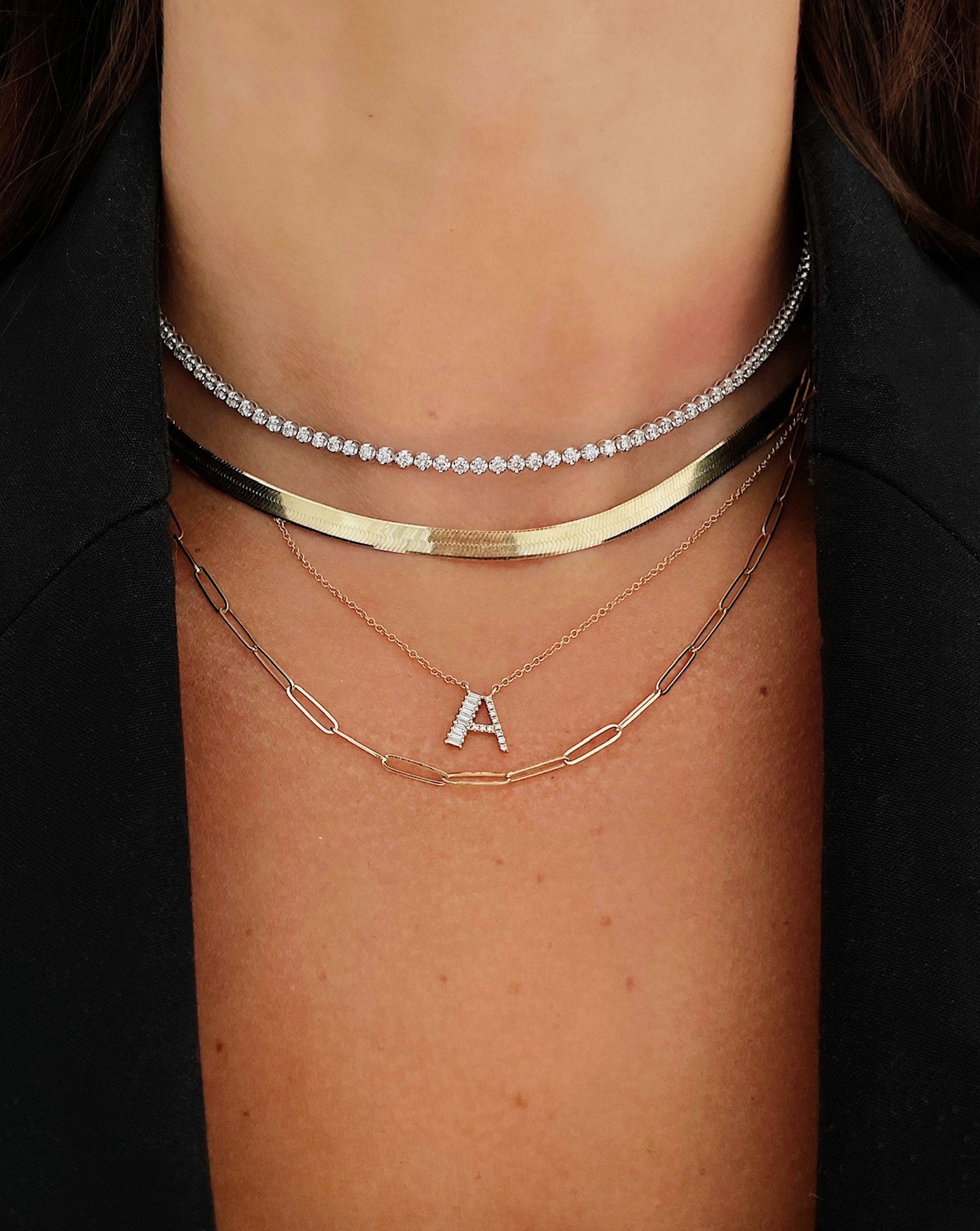 Elegant Baguette & Pavé Initial Necklace - Personalized Name Letter Pendant for Women - Perfect for Gifts, Anniversaries & Everyday Wear