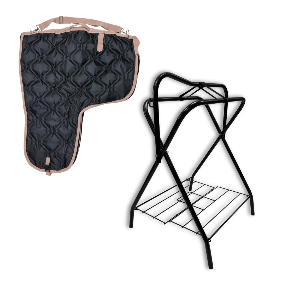 AJ Tack Freestanding Saddle Rack with Western Saddle Carrier - Heavy Duty Horse Equipment for Stable, Barn & Trailer Organization - Perfect for Equestrian Storage & Display