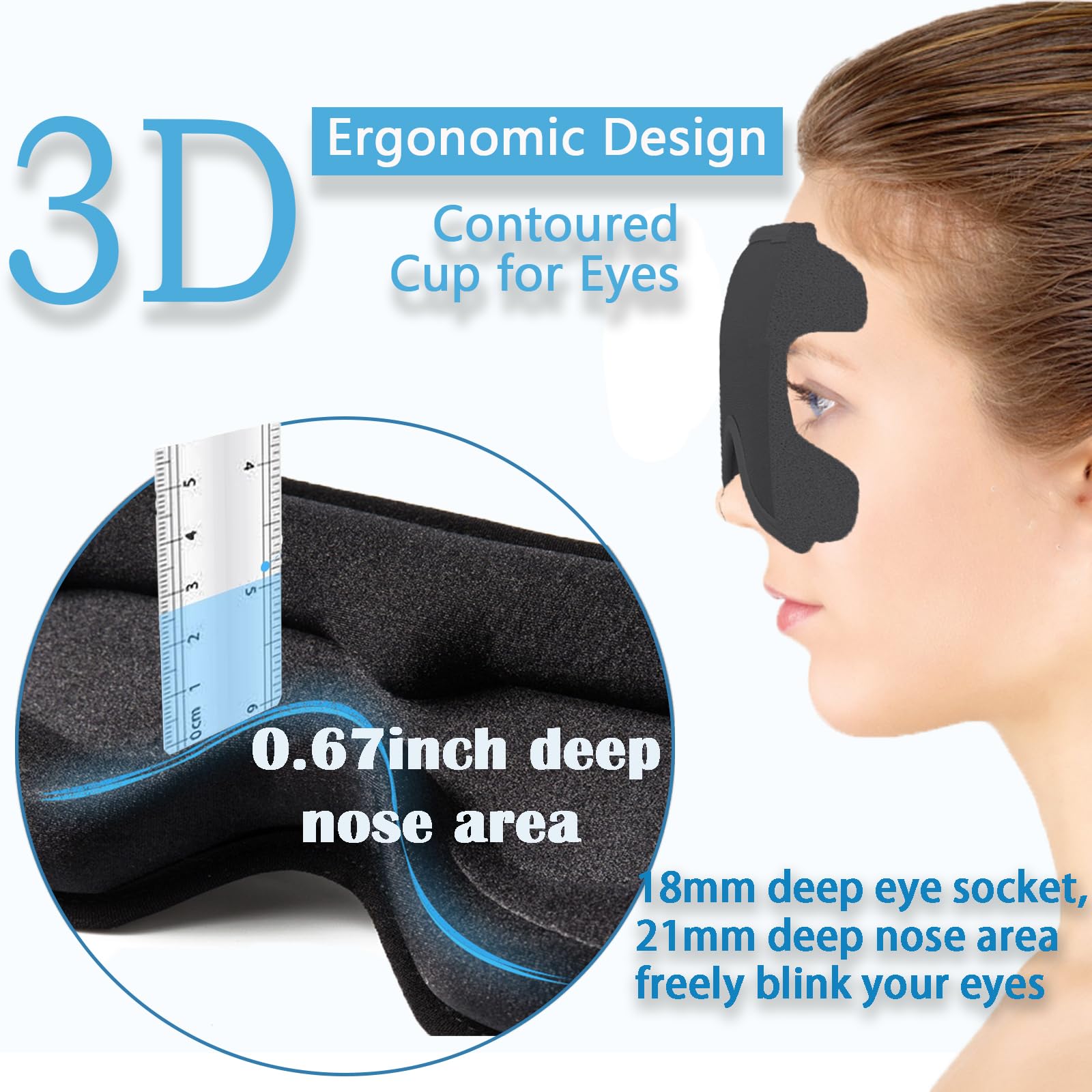 3D Contoured Lash Extension Sleep Mask - Zero Pressure Eye Mask for Eyelash Extensions & Comfortable Sleeping - Perfect for Lash Salon Aftercare, Travel & Beauty Sleep
