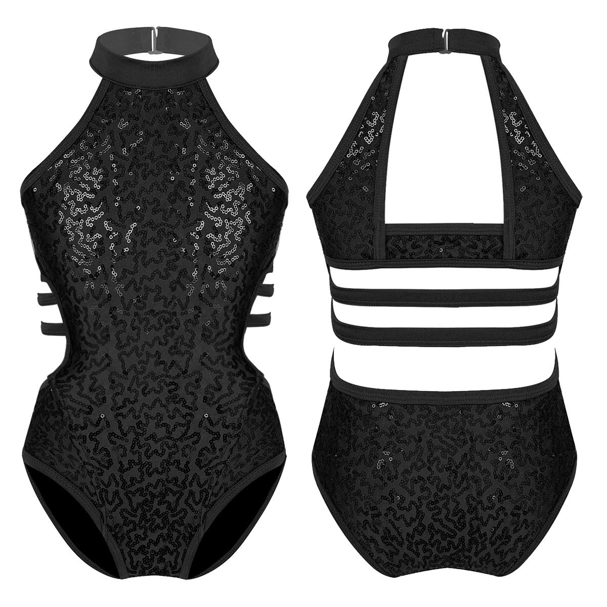 Sparkly Girls Ballet Leotard with Sequins & Strappy Back - Dance Gymnastics Bodysuit for Ballerina Training & Performance (Ideal for Recitals, Competitions & Dance Classes)