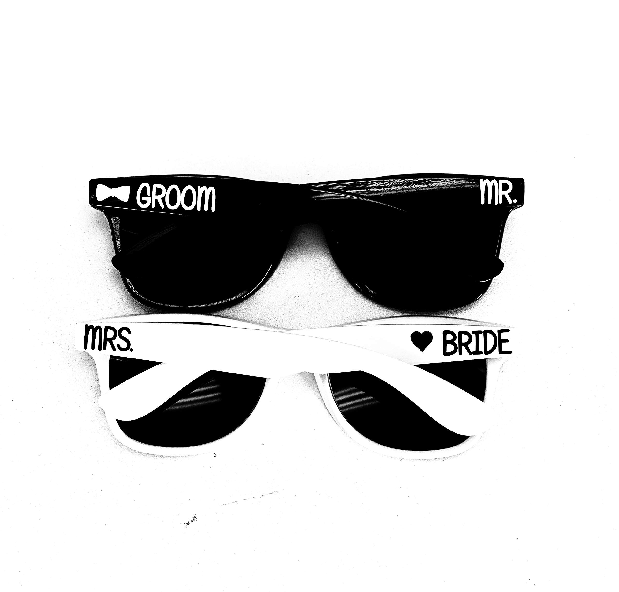 Bride and Groom Sunglasses Set - Stylish UV Protection Shades for Weddings & Honeymoons - Perfect Couple Gift for Beach Weddings, Destination Elopements & Romantic Getaways
