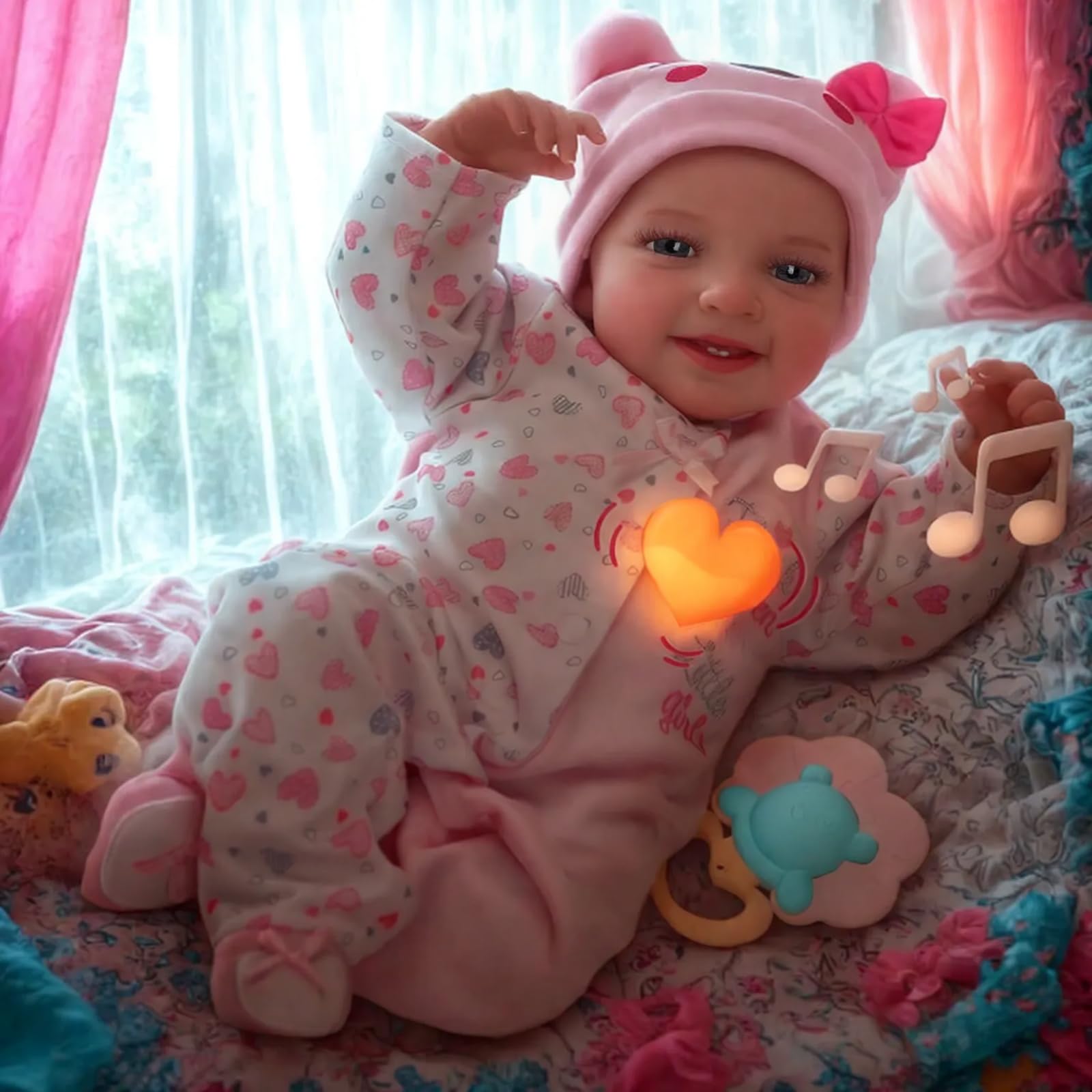 Leen 20-Inch Realistic Reborn Baby Doll with Heartbeat, Coos & Breathing - Soft Body Lifelike Newborn Girl Doll for Kids Age 3+, Perfect for Role Play, Gift Giving & Emotional Comfort