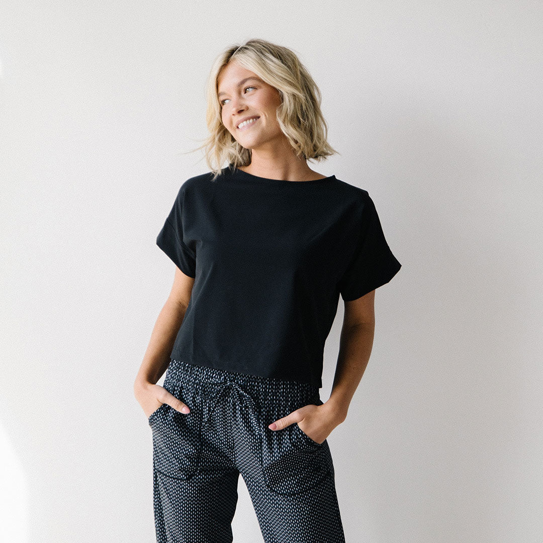 Boss Crop Black Women's T-Shirt - Stylish Casual Top for Everyday Wear | Perfect for Work, Outings & Social Events
