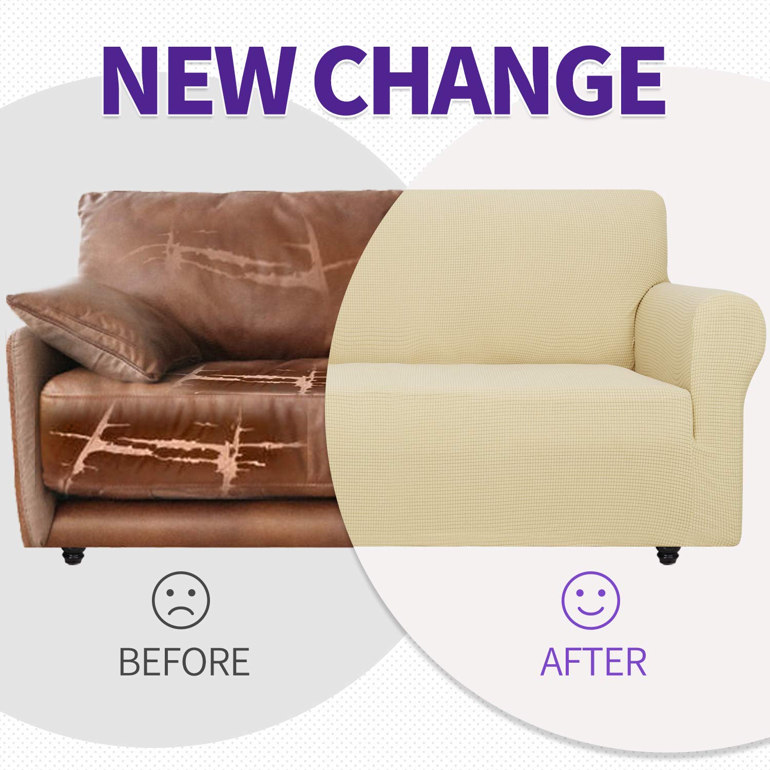 ZNSAYOTX Universal Stretch Chair Slipcover - Super Soft Spandex Sofa Cover with Anti-Slip Foam for Living Room, Office, Dining Chairs - Pet & Dog Furniture Protector (Beige) - Perfect for Home Decor & Furniture Protection