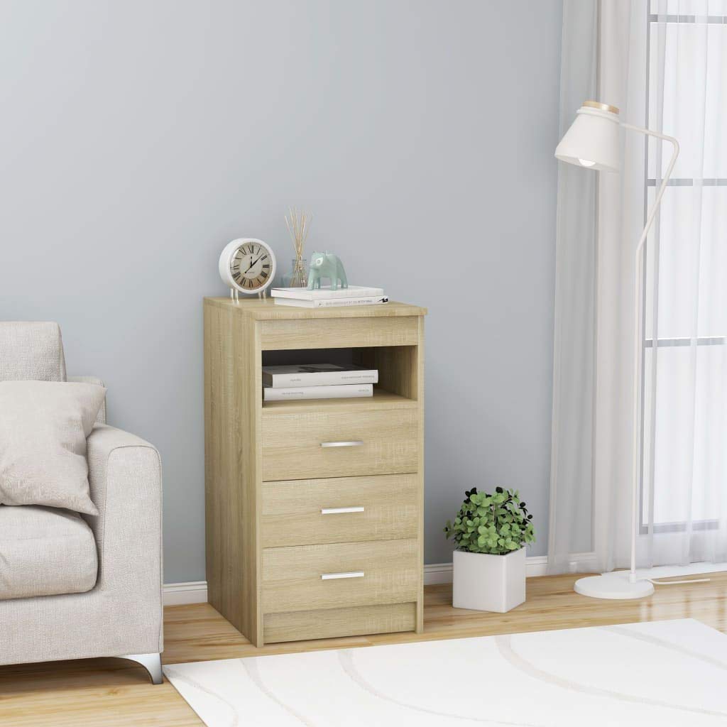 3-Drawer Storage Cabinet - 15.7x19.7x29.9 Inch Oak Finish Chipboard File Cabinet with Upper Shelf for Office, Bedroom & Home Organization - Compact Furniture for Small Spaces, Dorm Rooms & Apartment Storage