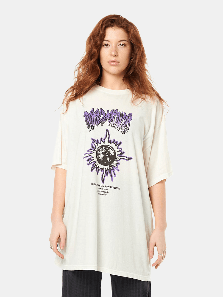 Misfit Sun Starter OS Tee Dress - Women's Casual Sleeveless Flowy Dress for Summer, Beach, and Outdoor Activities