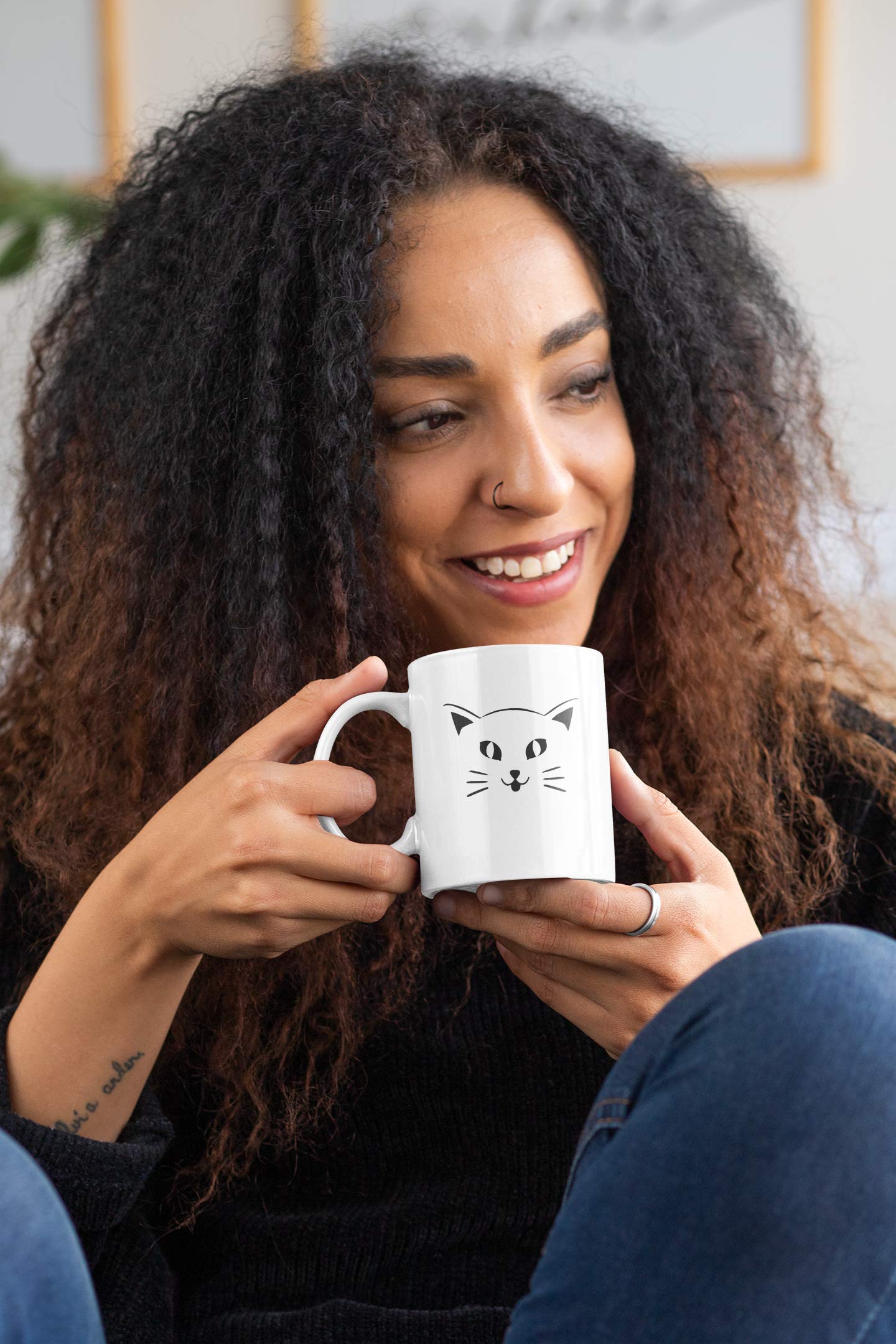 Cute Cat Print Coffee & Tea Mug - 11oz Ceramic Cup for Kitty Lovers - Perfect for Home, Office & Gift Giving