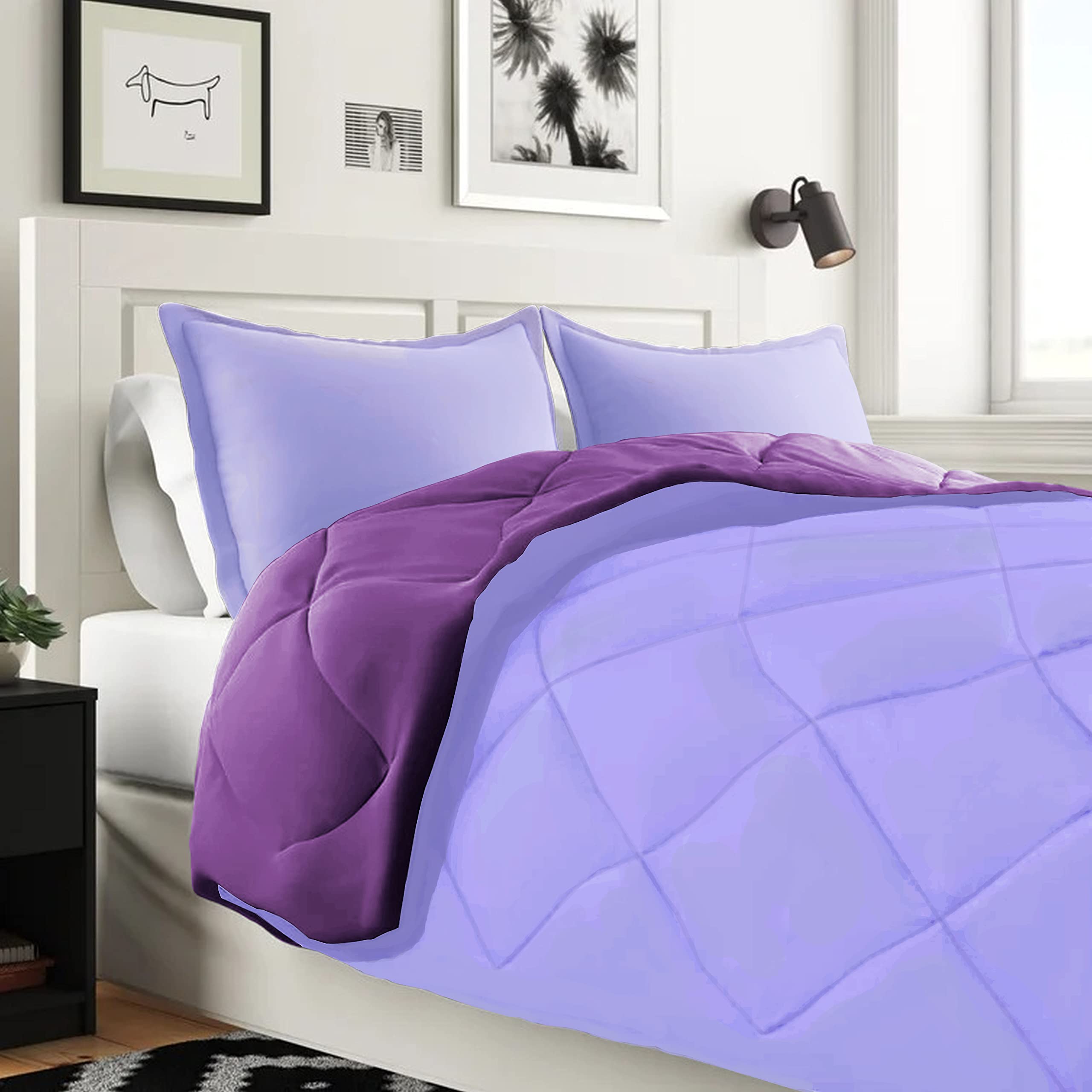 Luxury 7-Piece Bed-in-a-Bag Comforter Set with 1500 Thread Count Sheets - Twin Size Super Soft & Wrinkle Resistant Lilac Purple Bedding - Perfect for Guest Rooms, Dorms & Cozy Bedroom Makeovers