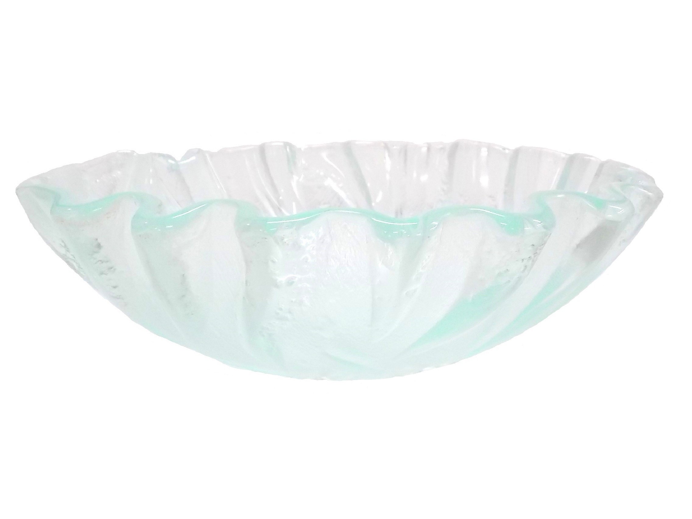 14 Inch Small Clear Freeform Wave Glass Vessel Sink - Modern Bathroom Vanity Sink for Powder Room, Guest Bath & Contemporary Home Decor