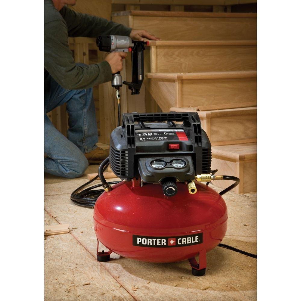 Porter-Cable C2002R 6-Gallon Oil-Free Pancake Air Compressor (Renewed) - Perfect for Nail Guns, Inflating Tires & Home DIY Projects