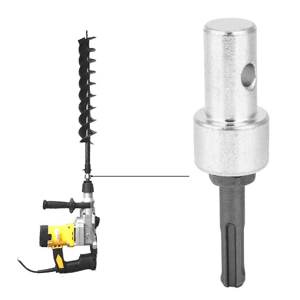 Niiyen Drill Bit Adapter - Round Shank 2 Pit 2 Slot Connector for Electric Drill to Earth Auger | Heavy Duty Arbor for Gardening, Landscaping & DIY Projects