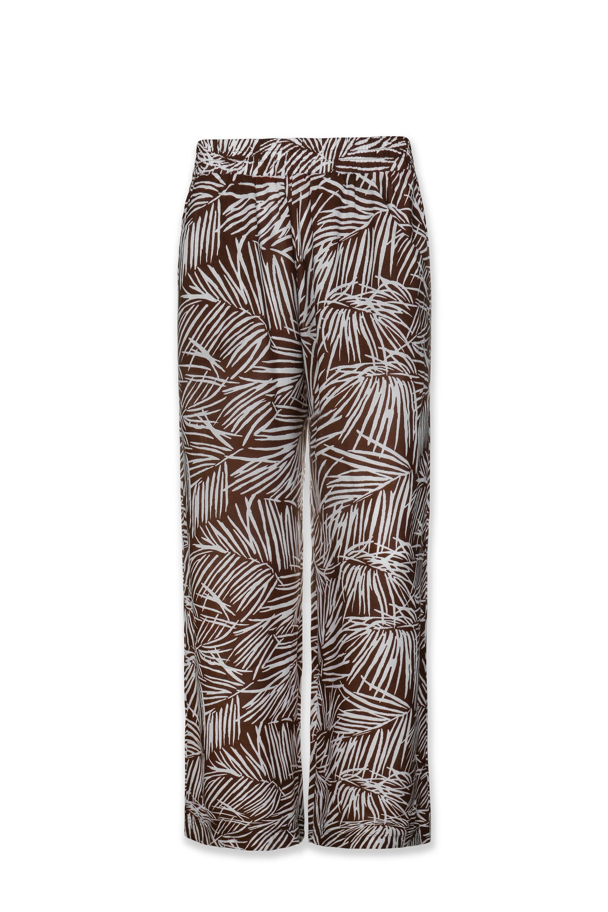 Lauren Pants for Women | Floral Paradise Palm Print High Waisted Trousers - Perfect for Summer Vacations, Beach Getaways & Casual Outings