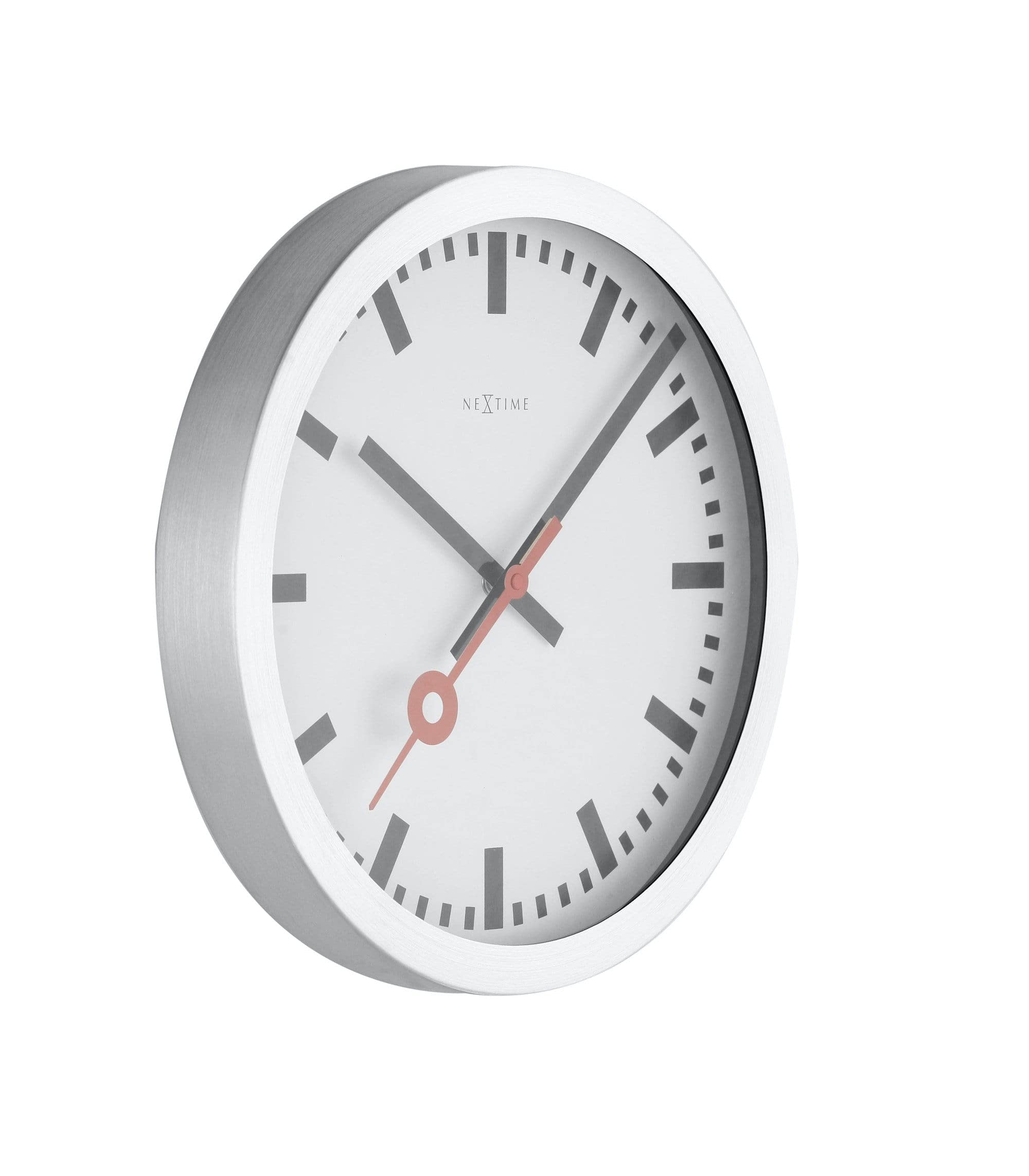 Nextime Unek Goods Station Wall Clock - Round White Face Battery Operated Wall Clock for Home, Office & Classroom Decor
