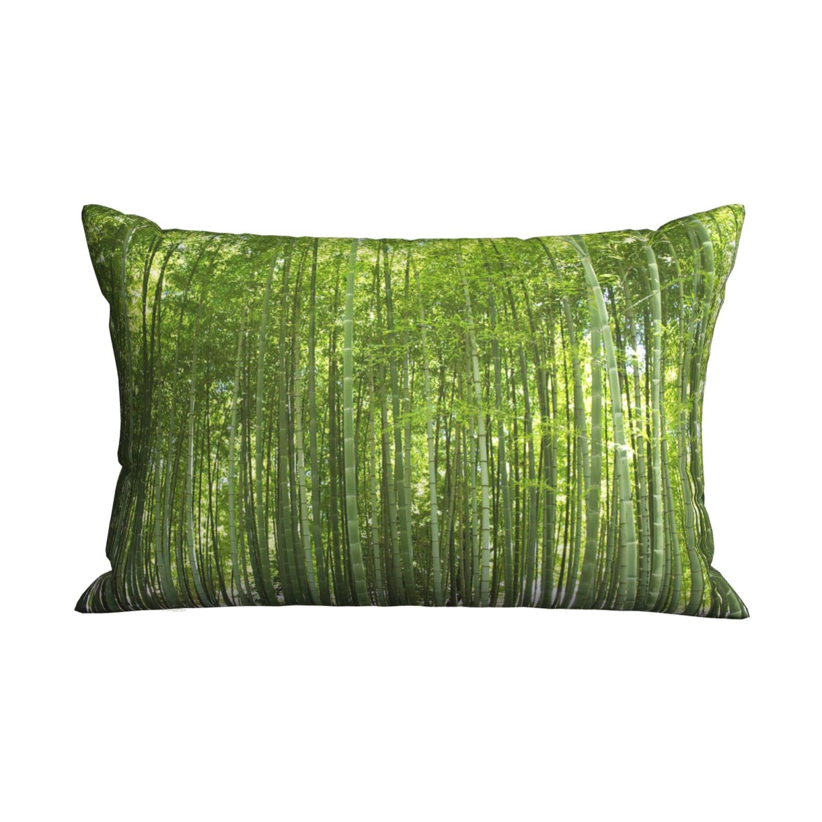 Bamboo Tree Forest Cartoon Pillowcase - Soft & Cozy 20x30 Inch Zippered Throw Pillow Cover for Bedroom, Sofa & Travel - Breathable & Hypoallergenic Bamboo Fabric
