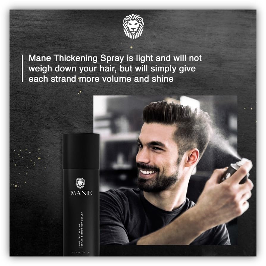 Premium Mane Hair Thickener for Hair Loss & Thinning Hair - Volumizing Treatment for Fuller, Healthier Looking Hair (Hazel) - Ideal for Daily Use, Styling & Confidence Boost
