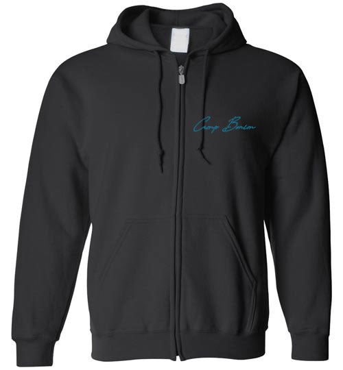 Bonim Zip Hoodie for Men & Women - Blue Scrawl Print Pullover Fleece Jacket - Casual Streetwear for Everyday Comfort & Style