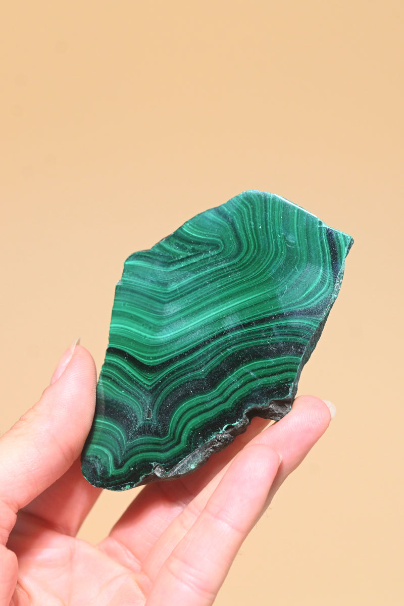 Natural Malachite Slab - Premium Polished Green Stone for Jewelry Making, Home Decor & Crystal Healing | Perfect for DIY Crafts, Meditation & Gifts
