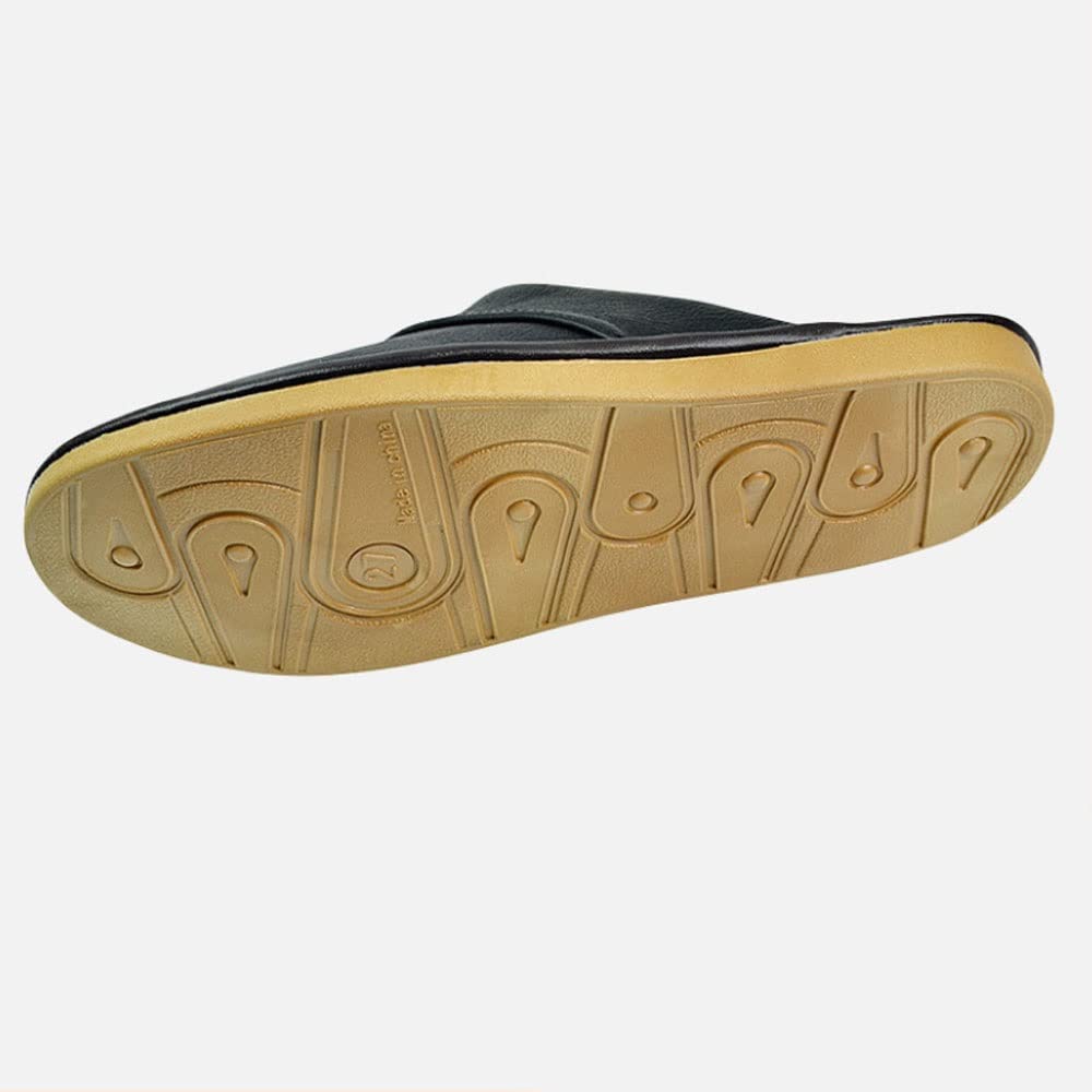 Premium Genuine Cowhide Leather Unisex Slippers - Non-Slip Indoor House Shoes for Men & Women - Comfortable Bedroom Slippers (Size 38/39) - Perfect for Home, Lounge & Relaxation