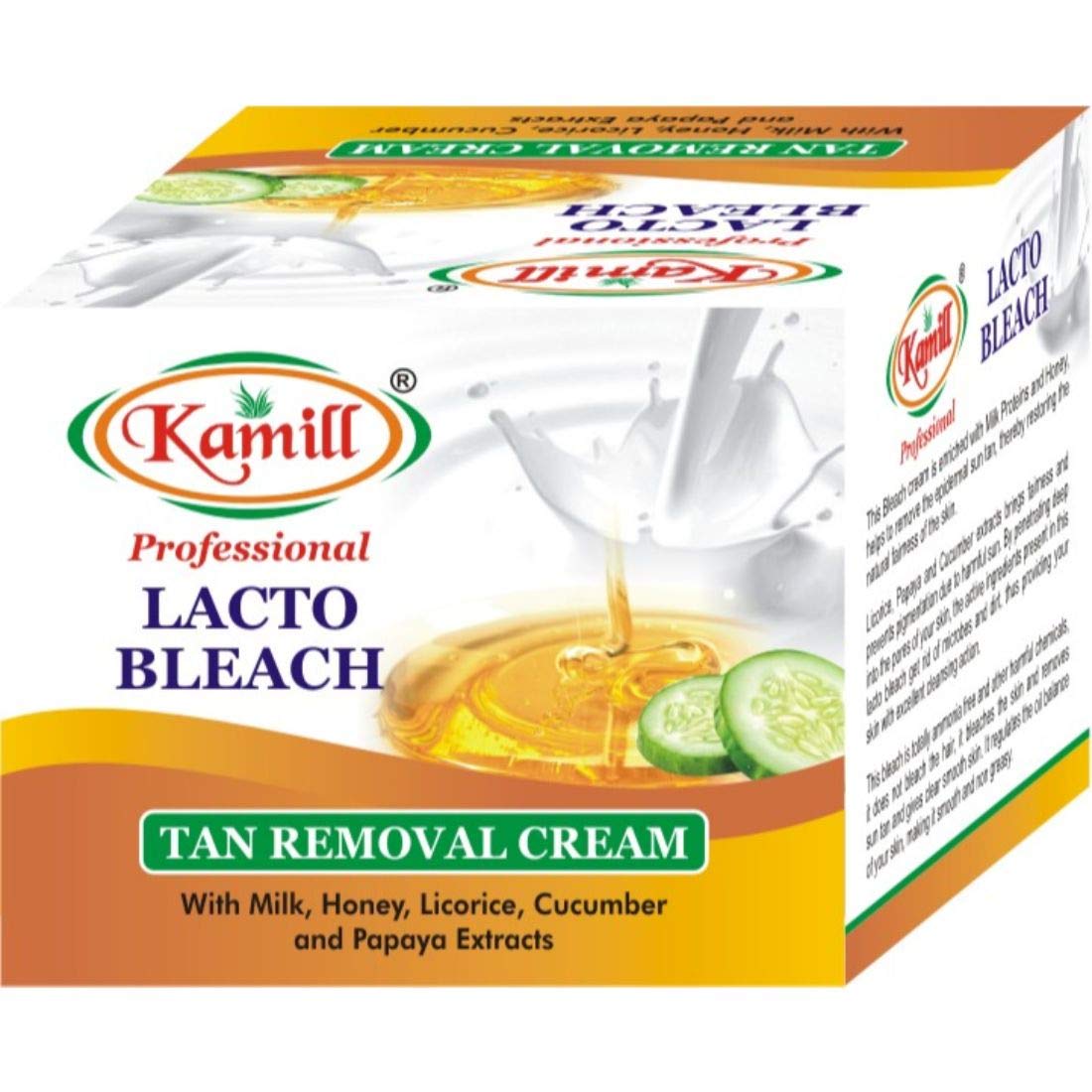 Kamill Professional Lacto Bleach Cream 50g with Milk, Honey, Cucumber & Papaya Extracts - Brightens Skin & Reduces Dark Spots for Face & Body Care
