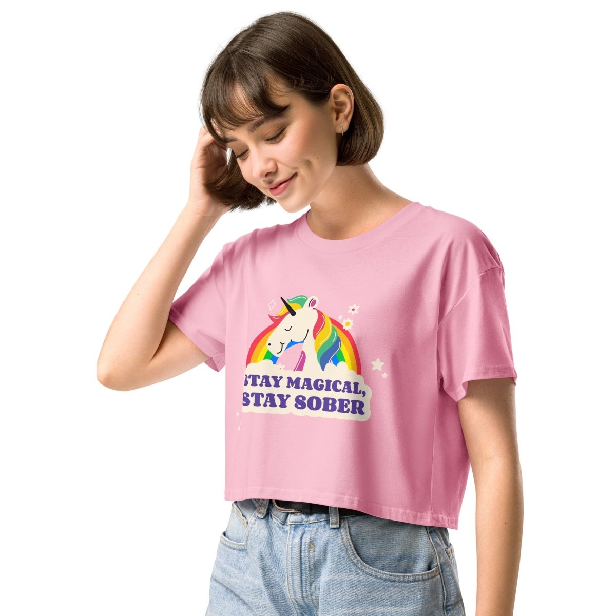 Sobriety Chic Women's Crop Top - Trendy Casual Summer T-Shirt for Streetwear, Gym & Beach Outfits