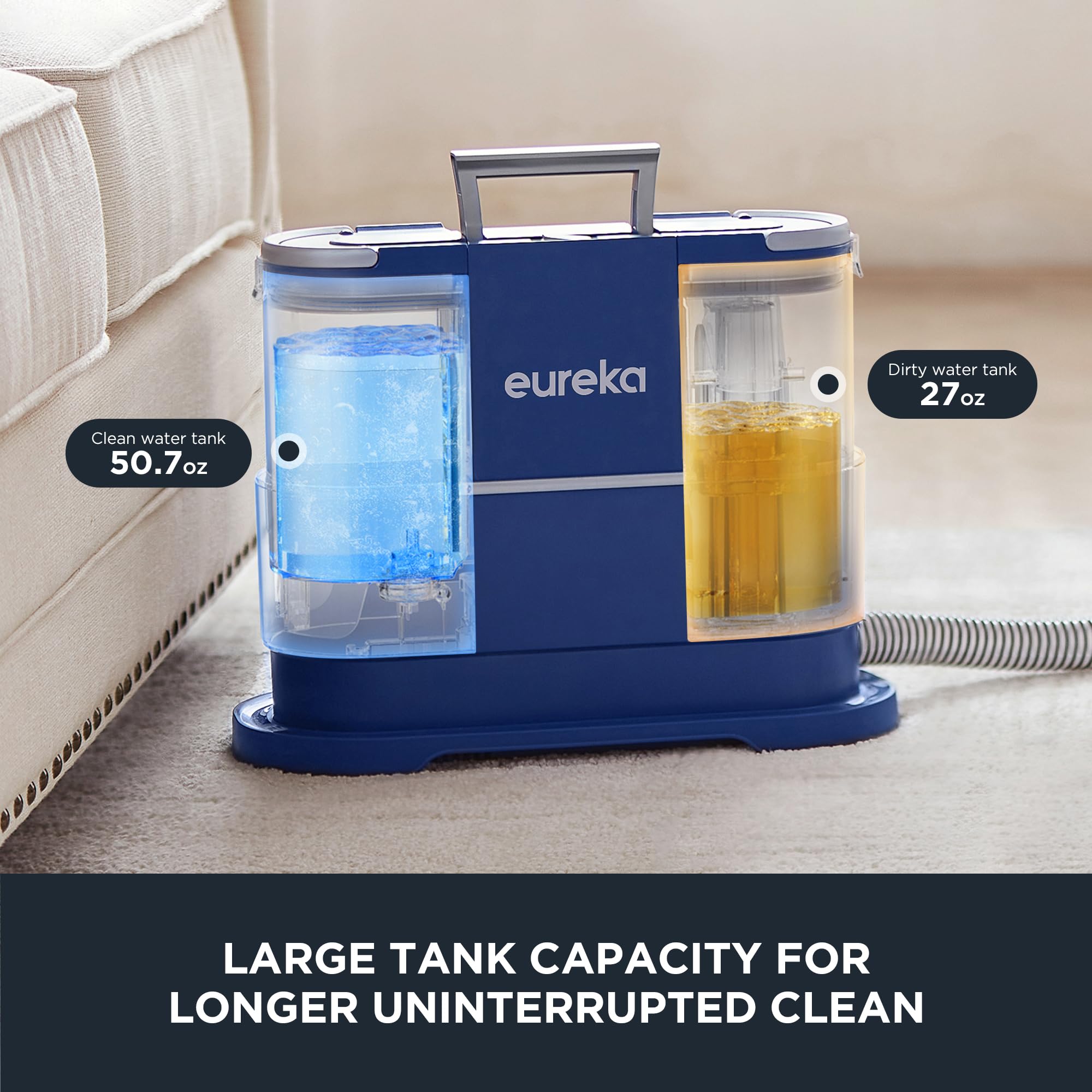 EUREKA NEY100 Portable Carpet & Upholstery Cleaner - 50.7oz Large Tank Spot Cleaner for Pet Stains, Area Rugs, Couches & Cars | Includes Cleaning Formula | Blue | Perfect for Home, Office & Auto Cleaning