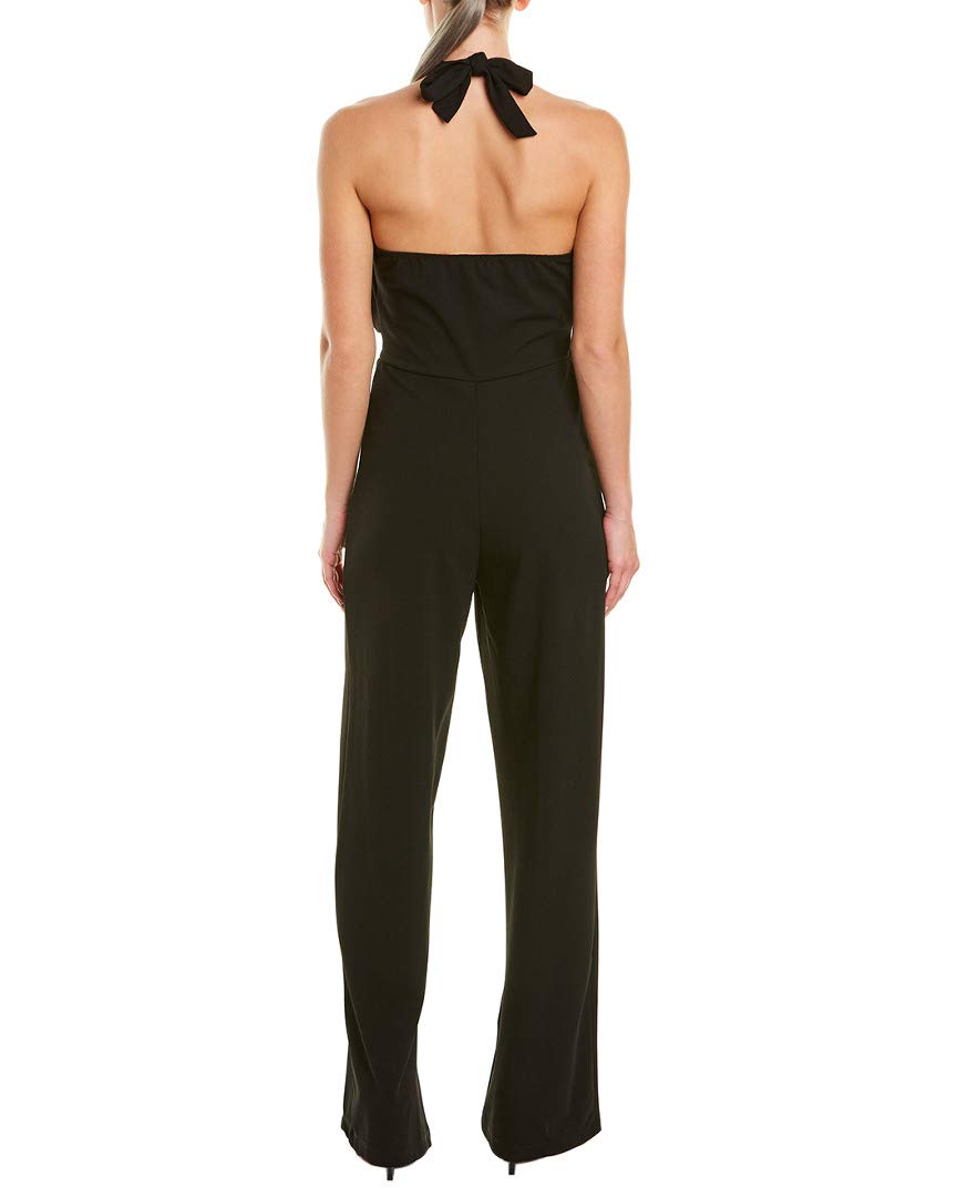 Bebe Women's Ruffle Halter Neck Jumpsuit - Stylish Summer Romper for Beach, Party & Vacation Outfits