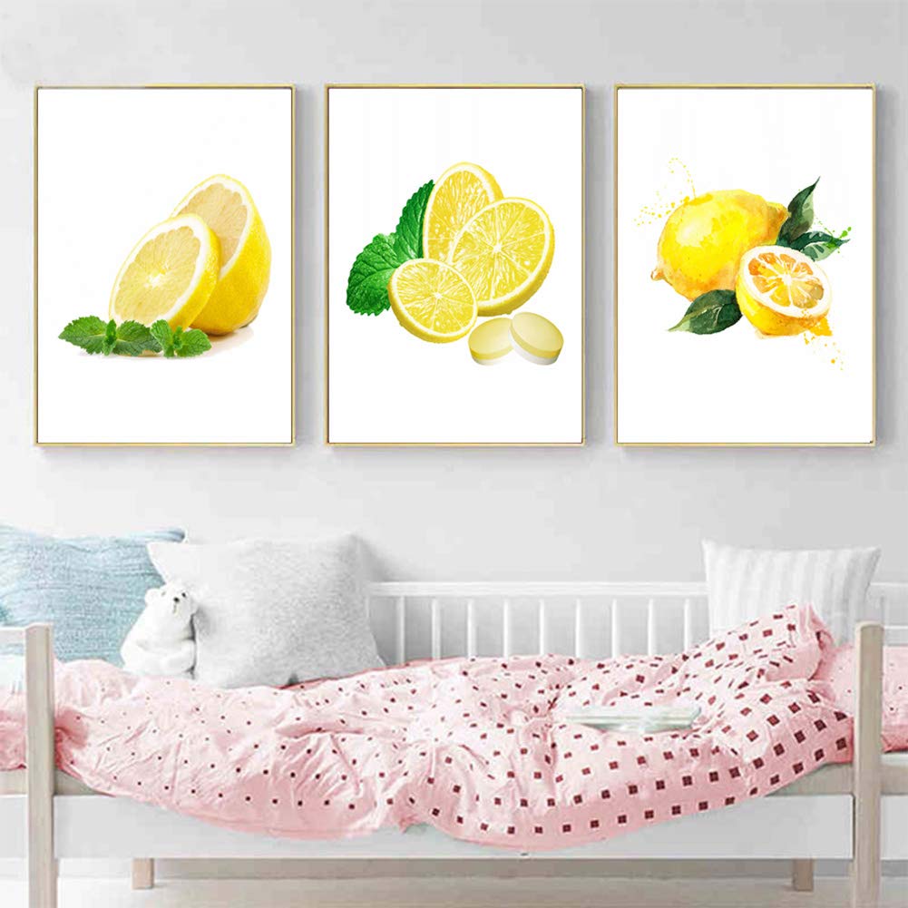 TANXM 4 Lemon Art Prints - Kitchen & Restaurant Wall Decor 8x10