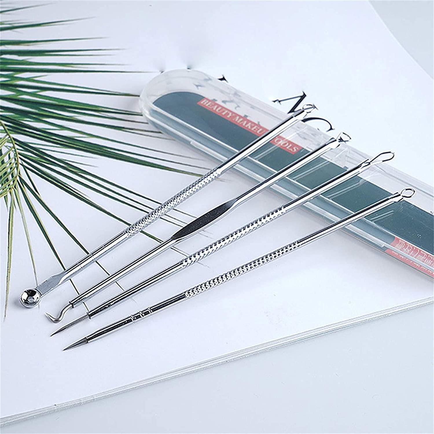 Professional Blackhead Remover Kit - 4Pcs Acne Comedone Extractor Tool Set for Blemish, Whitehead & Zit Removal | Safe for Nose & Face Skin | Perfect for Home Skincare & Spa Treatments