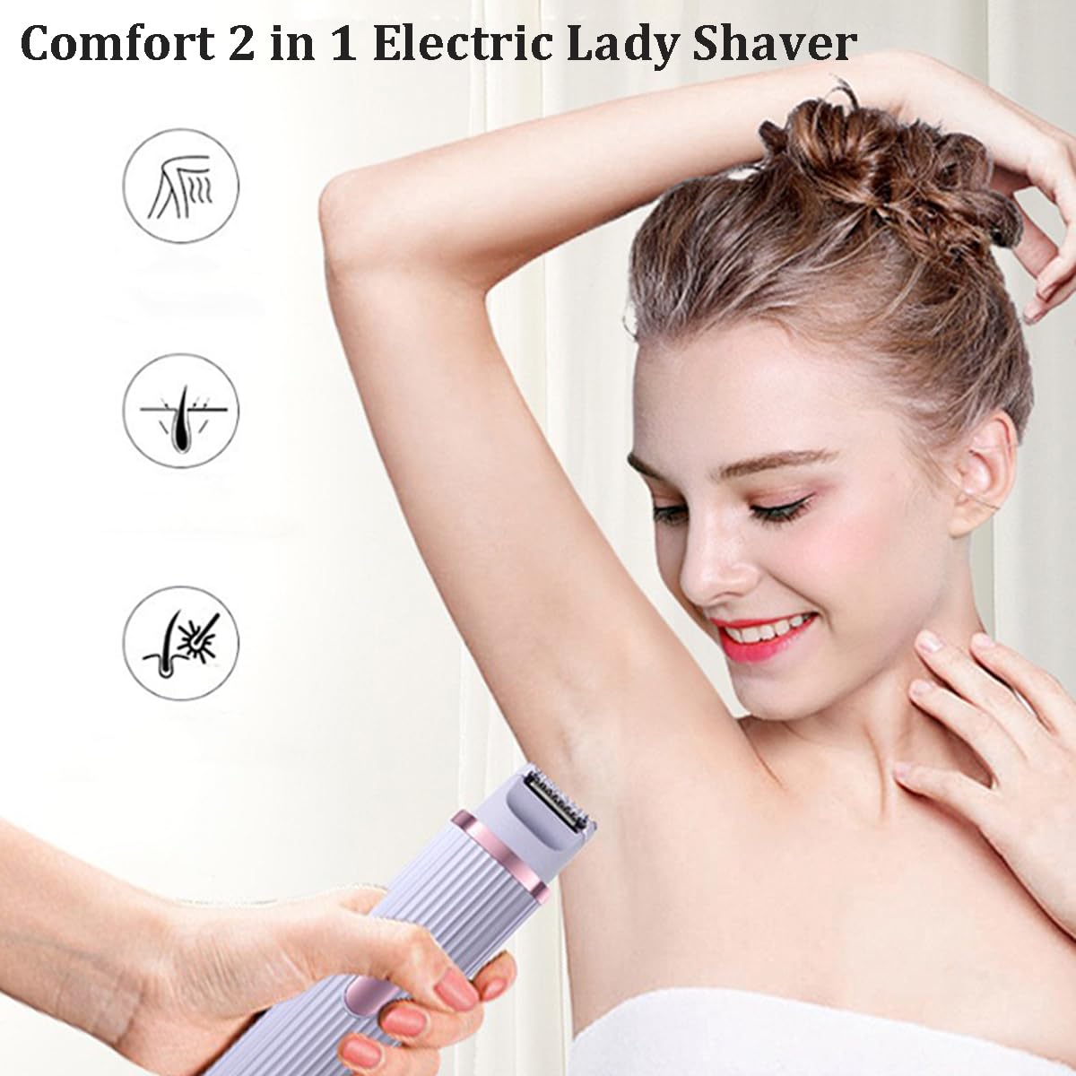 **Painless Electric Razor for Women - 2-in-1 Bikini & Body Hair Trimmer, Waterproof Dual Head Shaver for Underarms, Legs, Face & Pubic Hair - Gradient Pink | Perfect for Travel, Gym & Sensitive Skin Care**