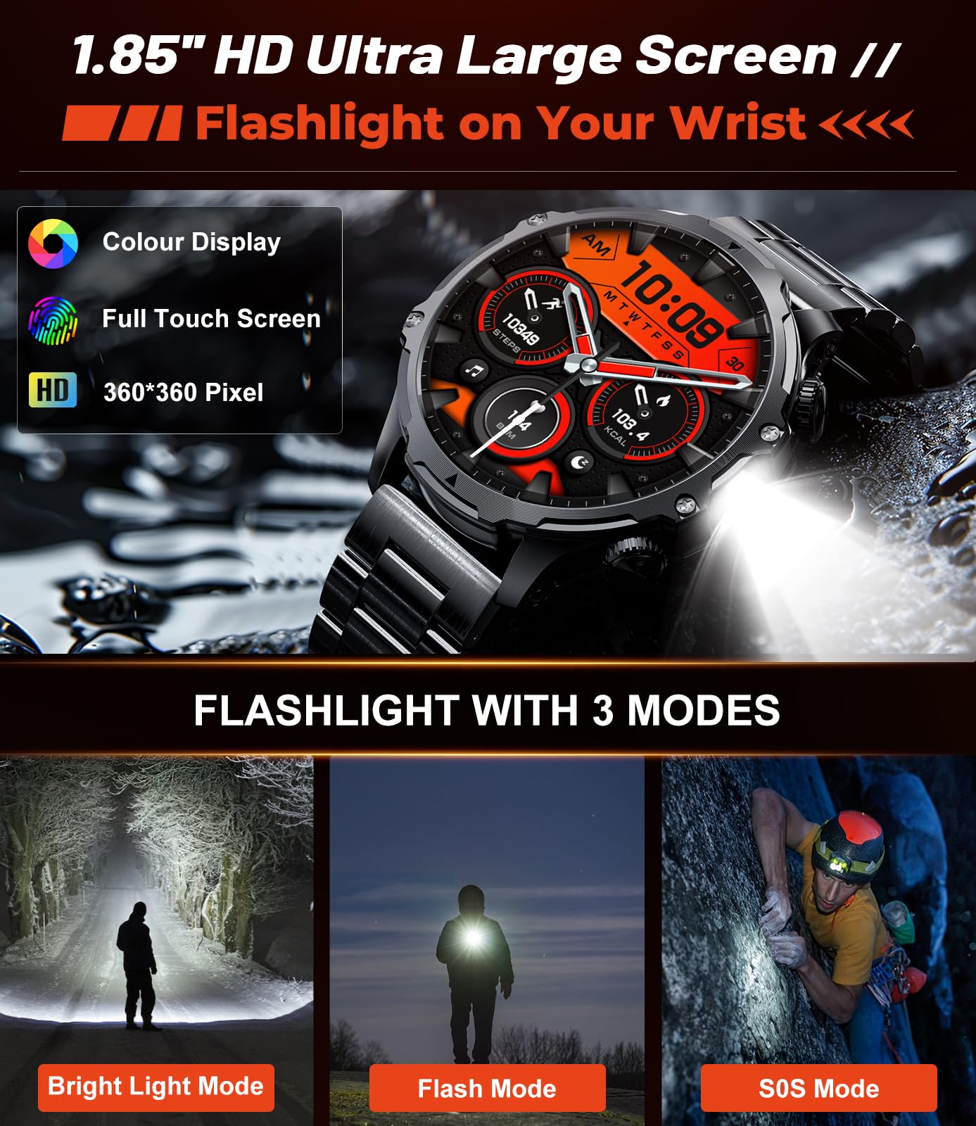 Military Smart Watch for Men - 1.85