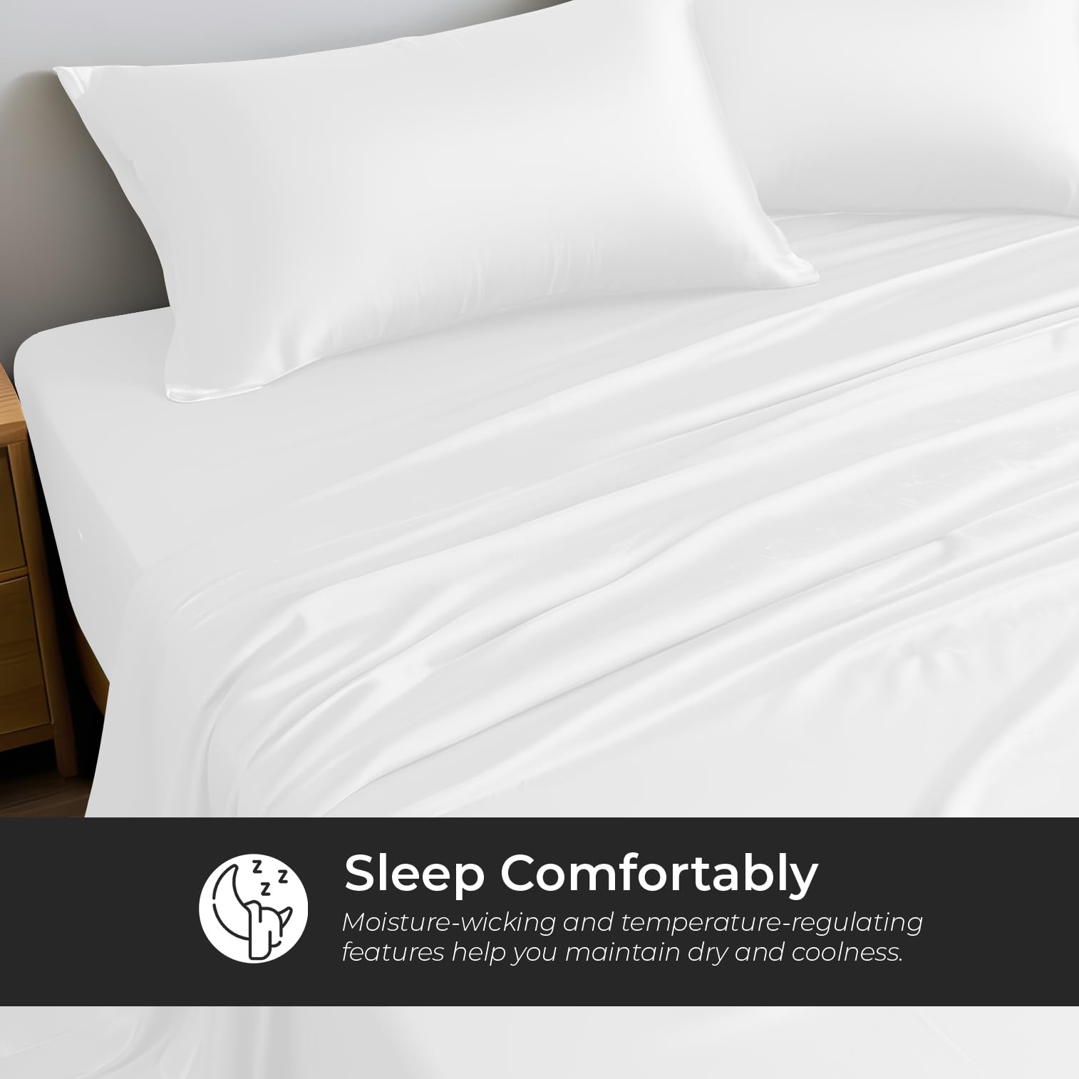 Premium Bamboo Rayon King Size Sheet Set - 4 Piece Cooling, Silky & Moisture Wicking Bed Sheets with 16
