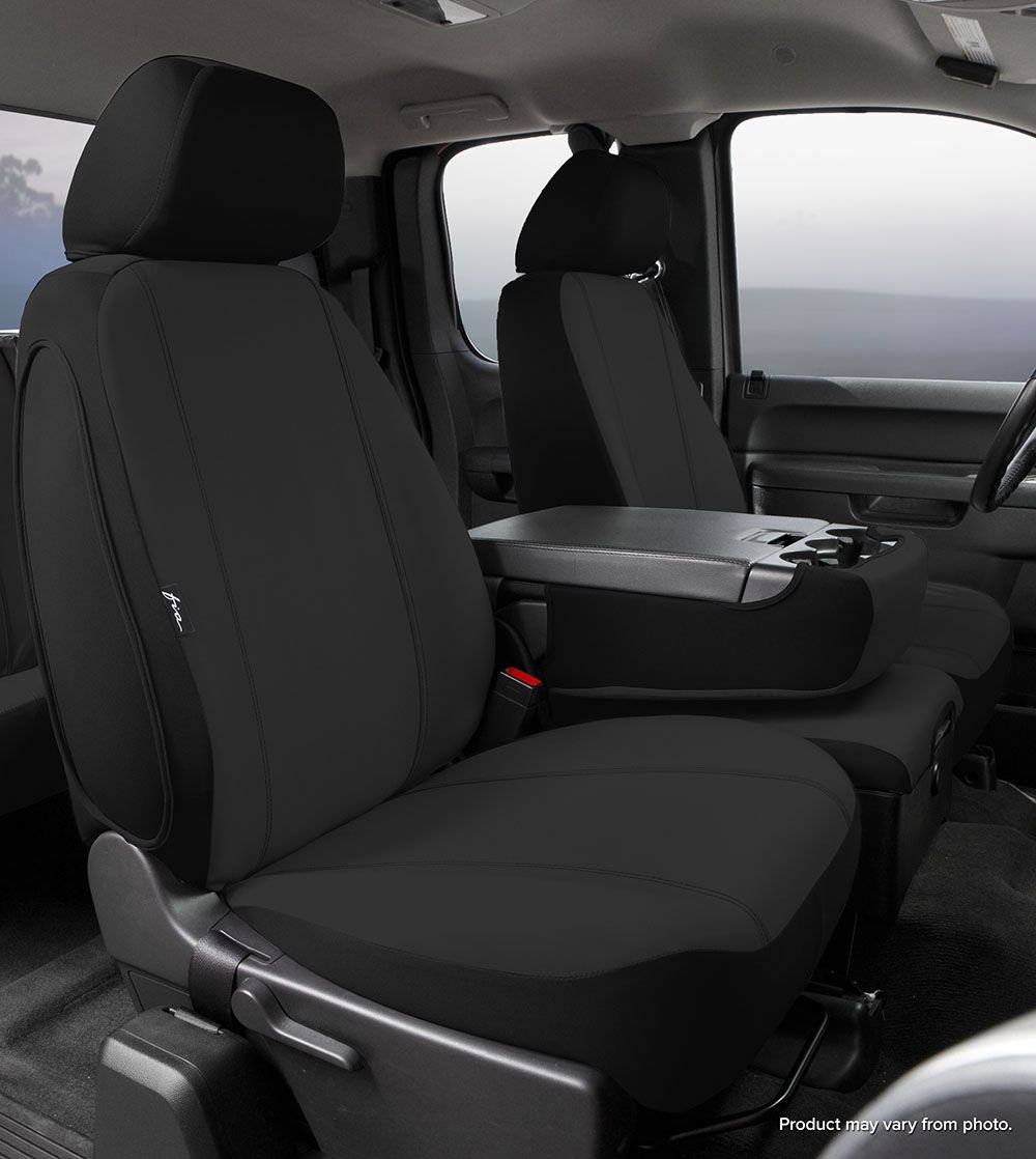 Fia SP89-40 Black Custom Fit Front Seat Cover 40/20/40 Split - Durable Poly-Cotton Blend for Trucks & SUVs - Perfect for Road Trips & Outdoor Adventures