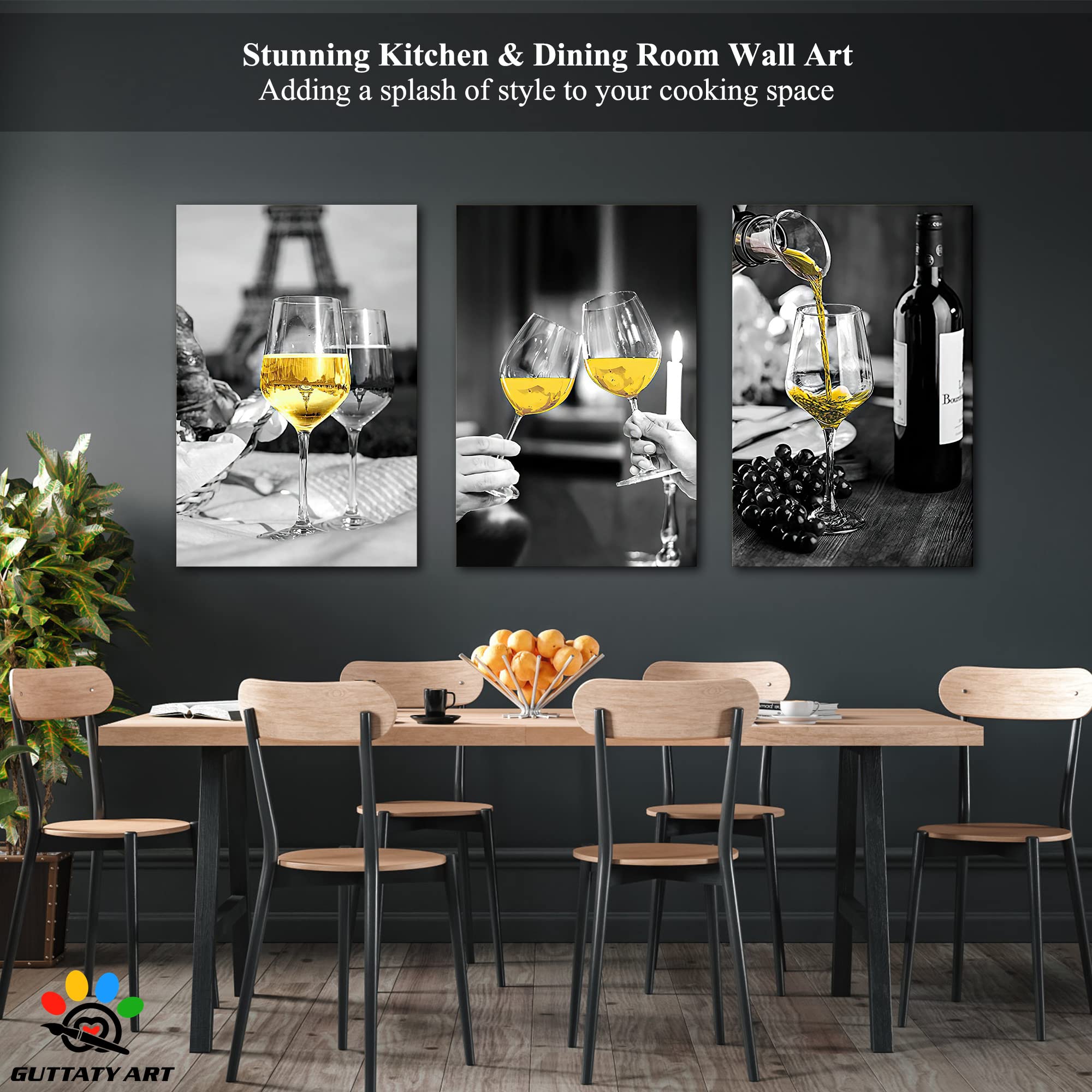 Modern Black & White Canvas Wall Art - Set of 3 (24
