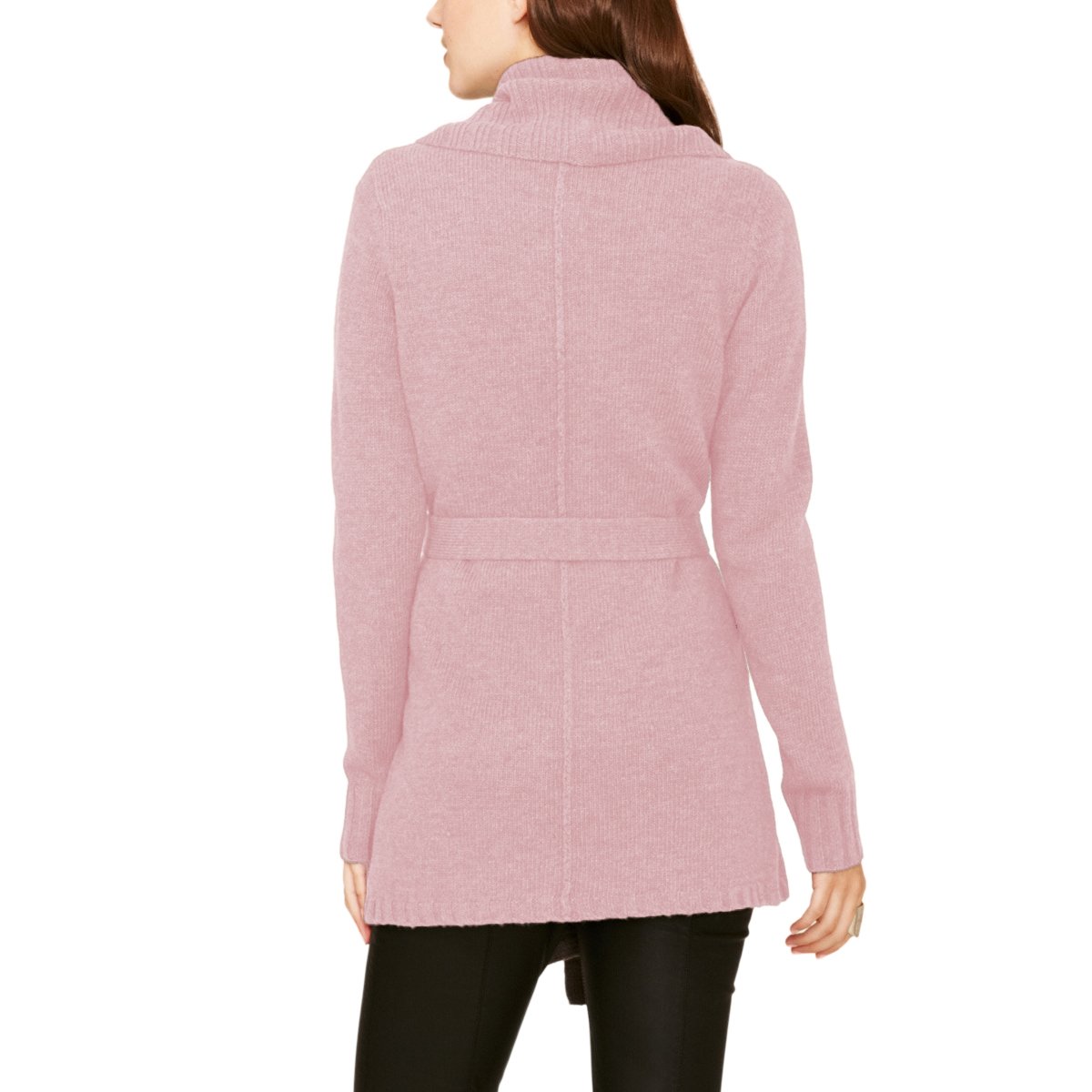 Parisbonbon Women's 100% Cashmere Long Sleeve Cardigan Sweater - Soft Shell Pink Color Size M - Perfect for Office, Travel & Casual Wear